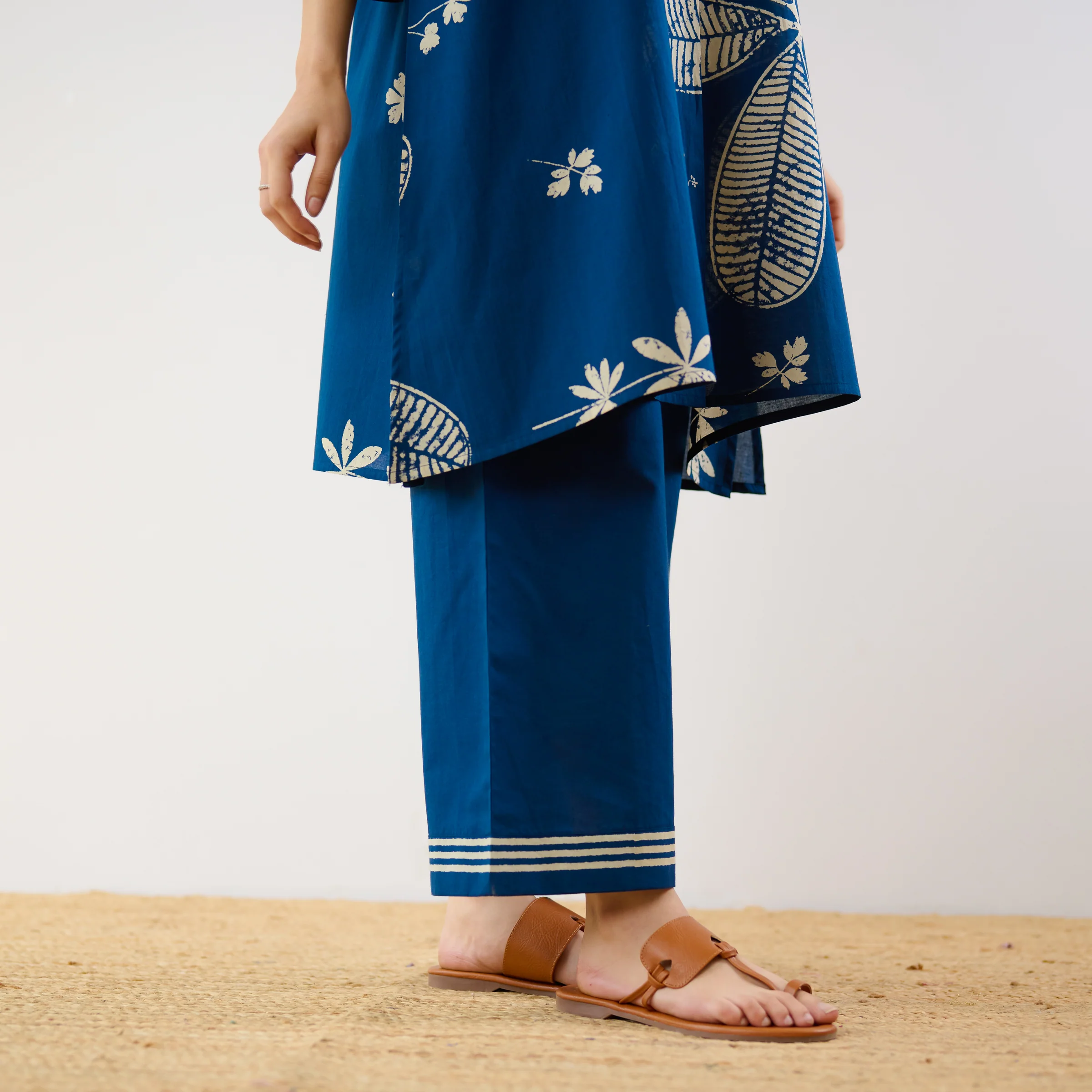 Plumeria Cotton Co-ord Set - Indigo - Image 3