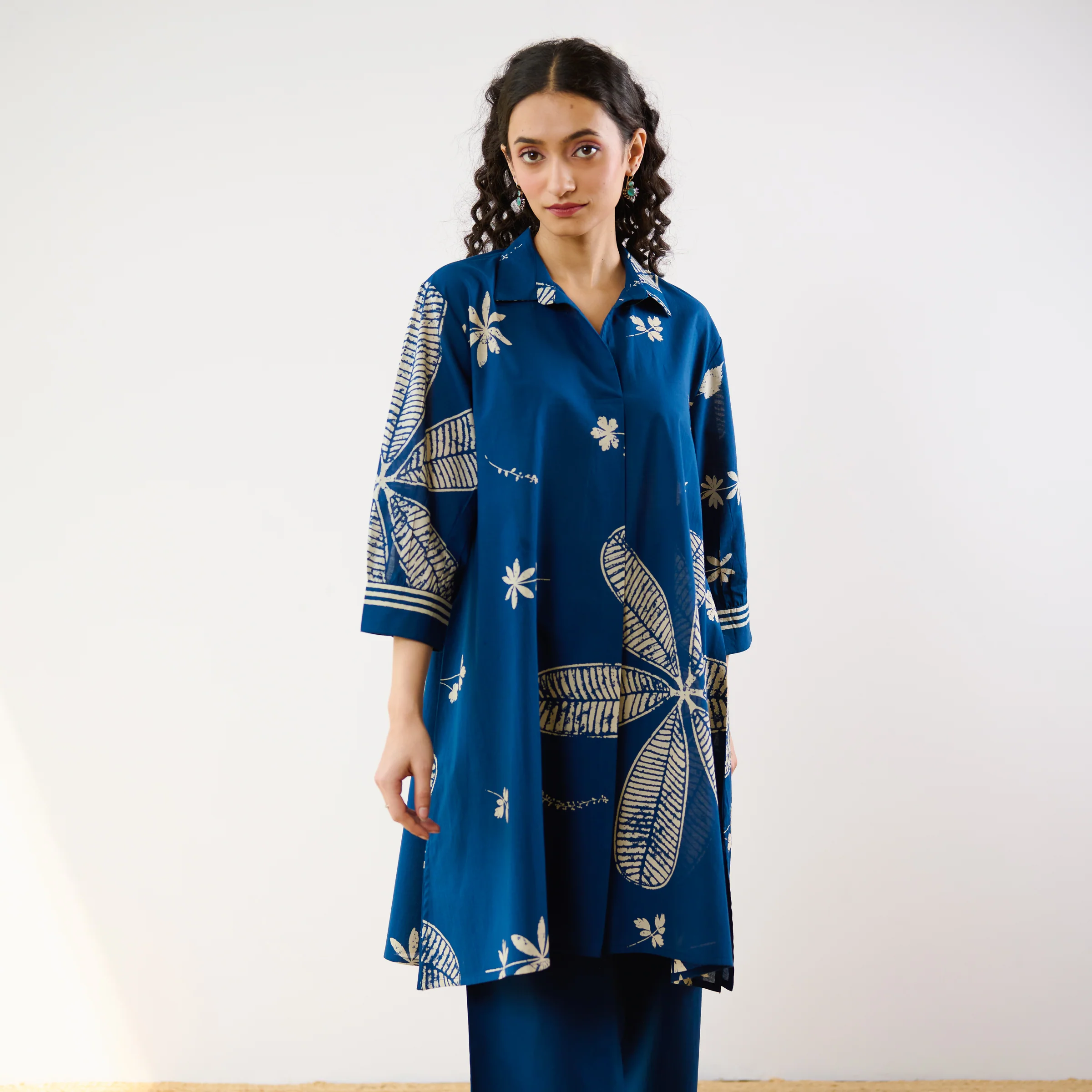Plumeria Cotton Co-ord Set - Indigo - Image 4