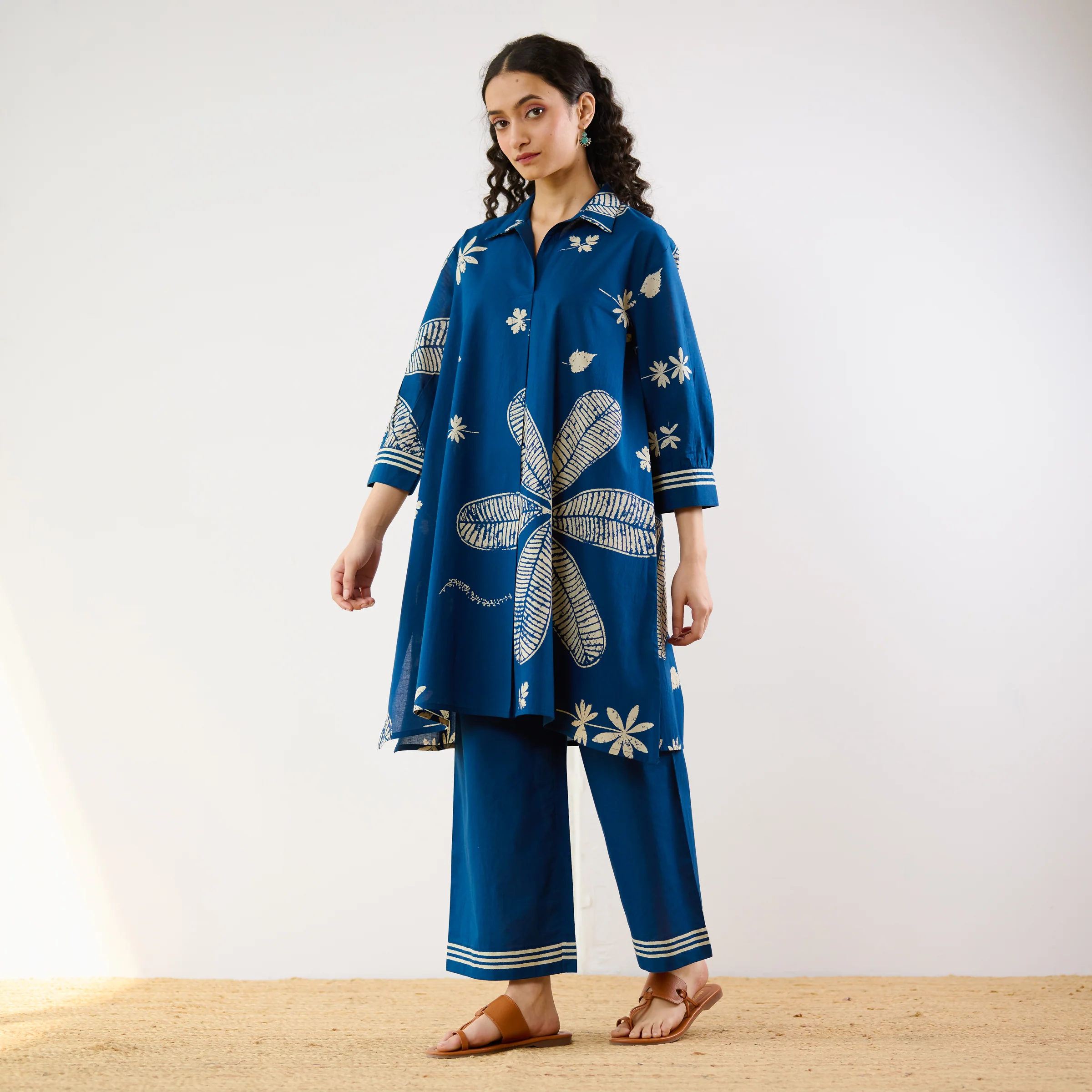 Plumeria Cotton Co-ord Set - Indigo - Image 5