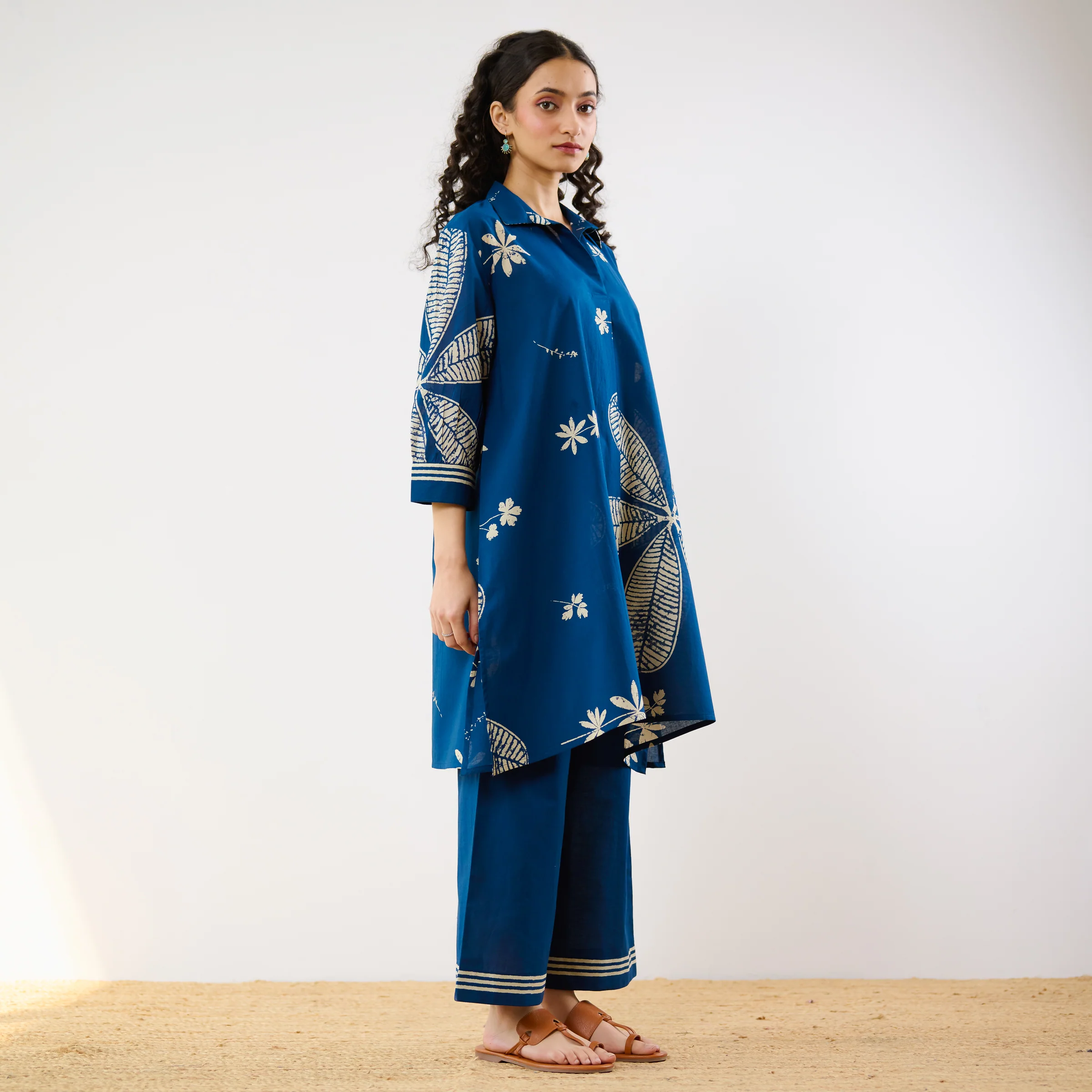 Plumeria Cotton Co-ord Set - Indigo - Image 6