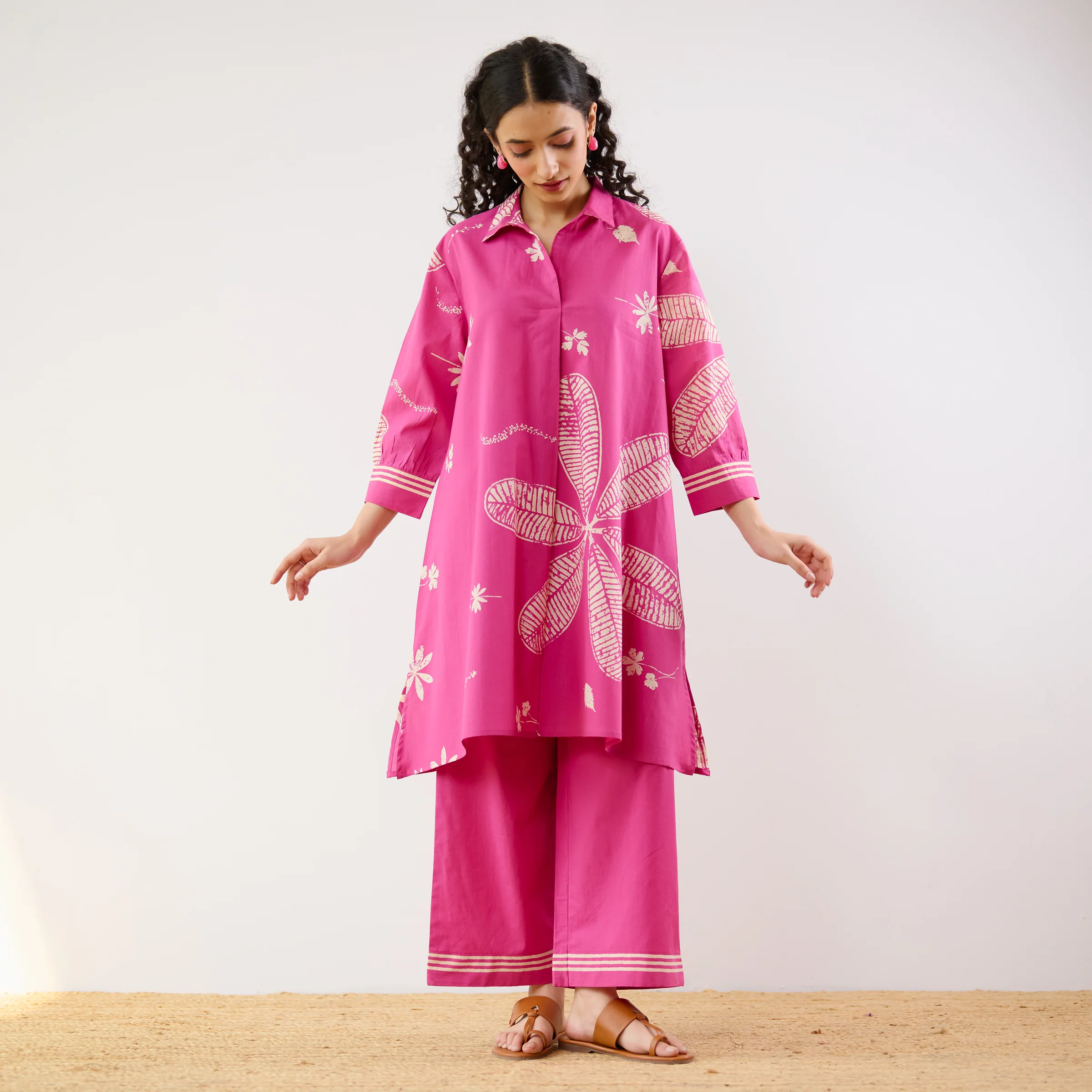 Plumeria Cotton Co-ord Set - Pink - Image 3