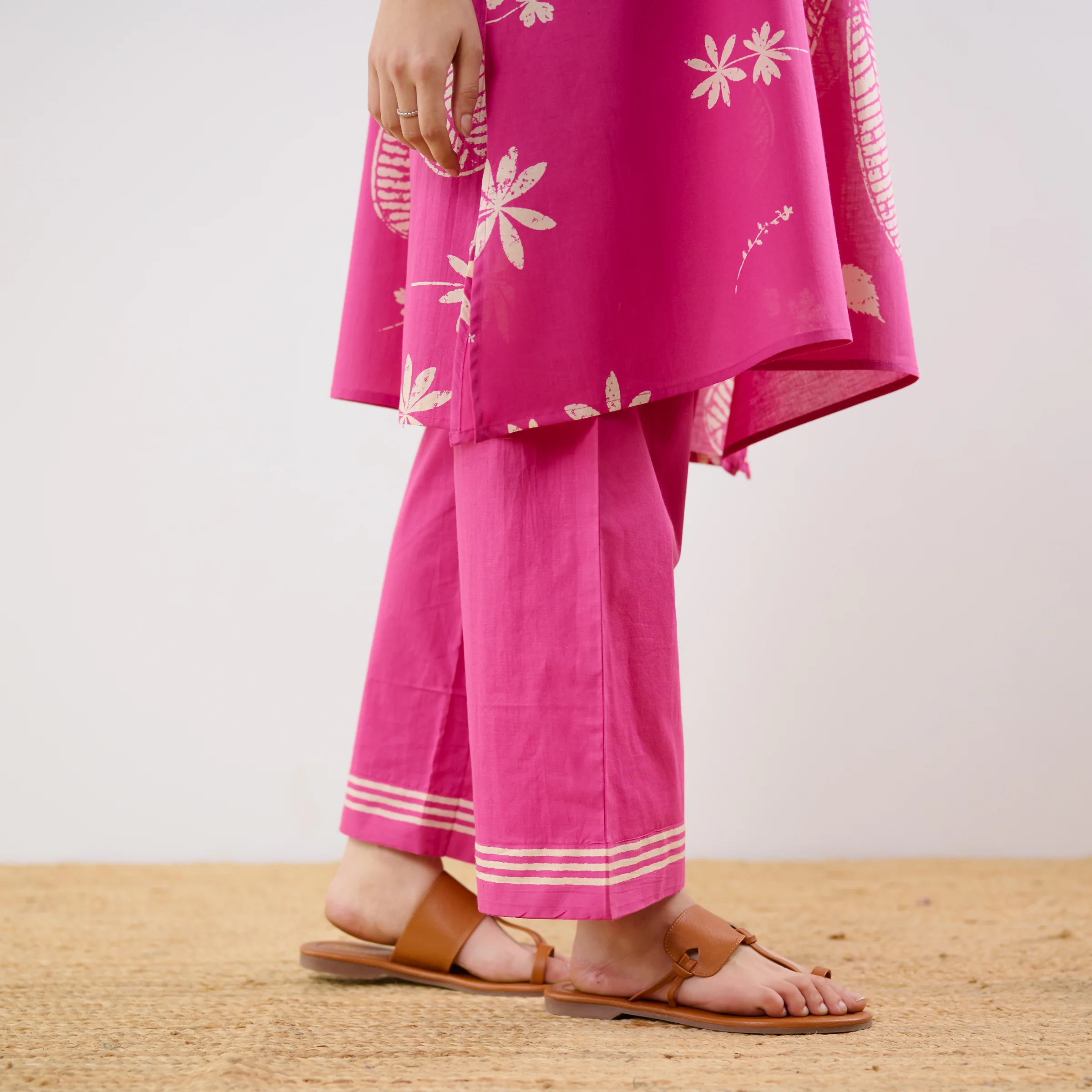 Plumeria Cotton Co-ord Set - Pink - Image 4