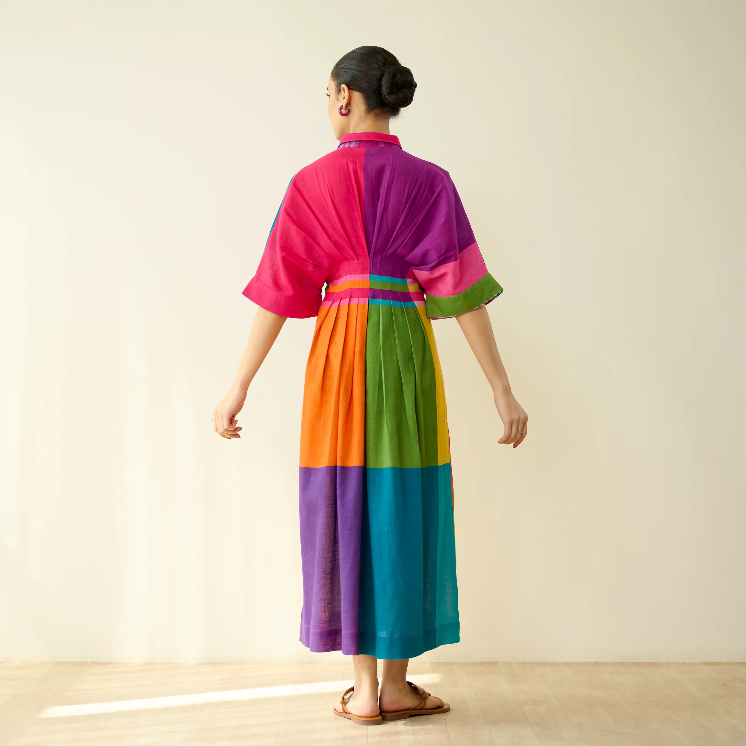 Pop Checks Pure Slub Cotton Dress - Multicolour - Image 4