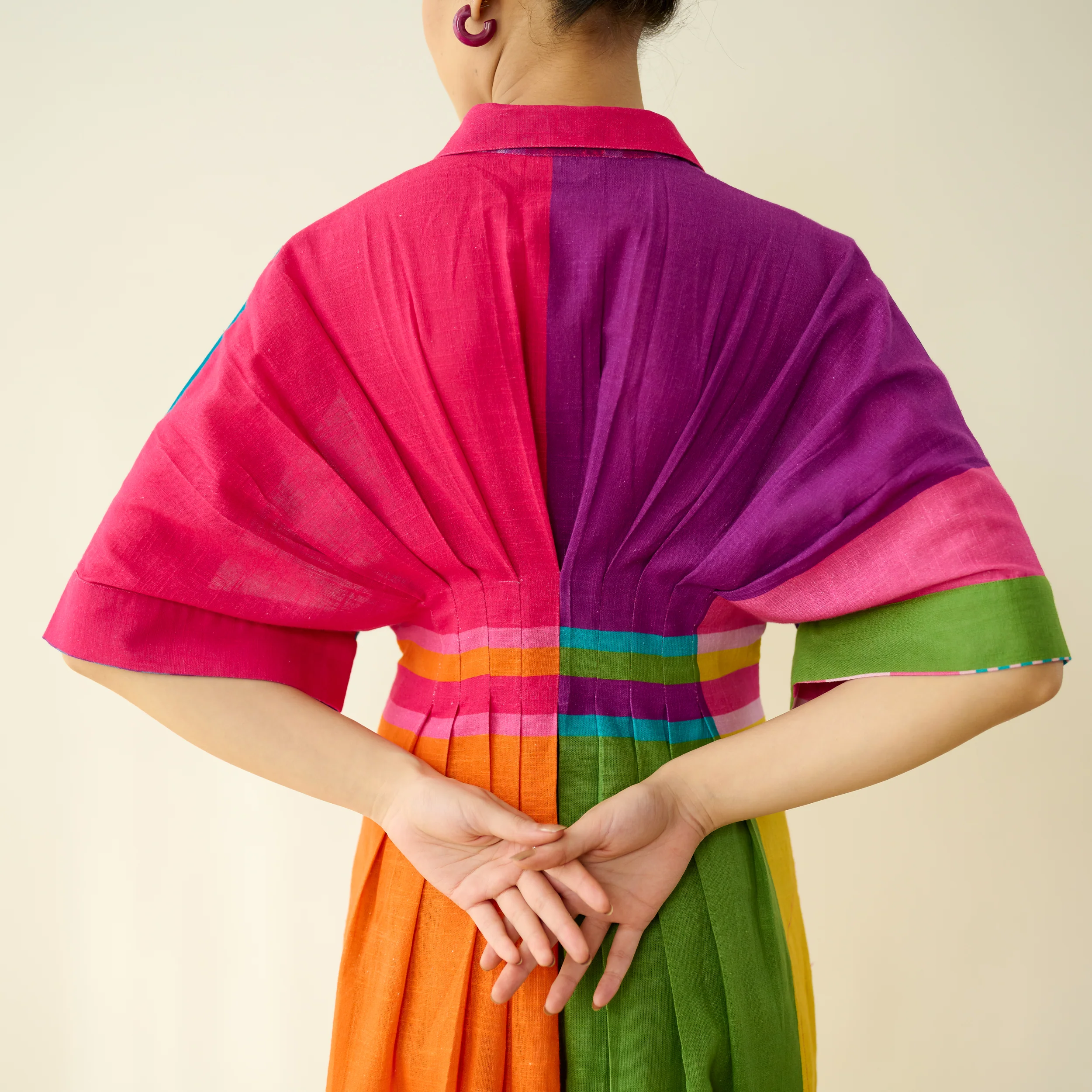 Pop Checks Pure Slub Cotton Dress - Multicolour - Image 9