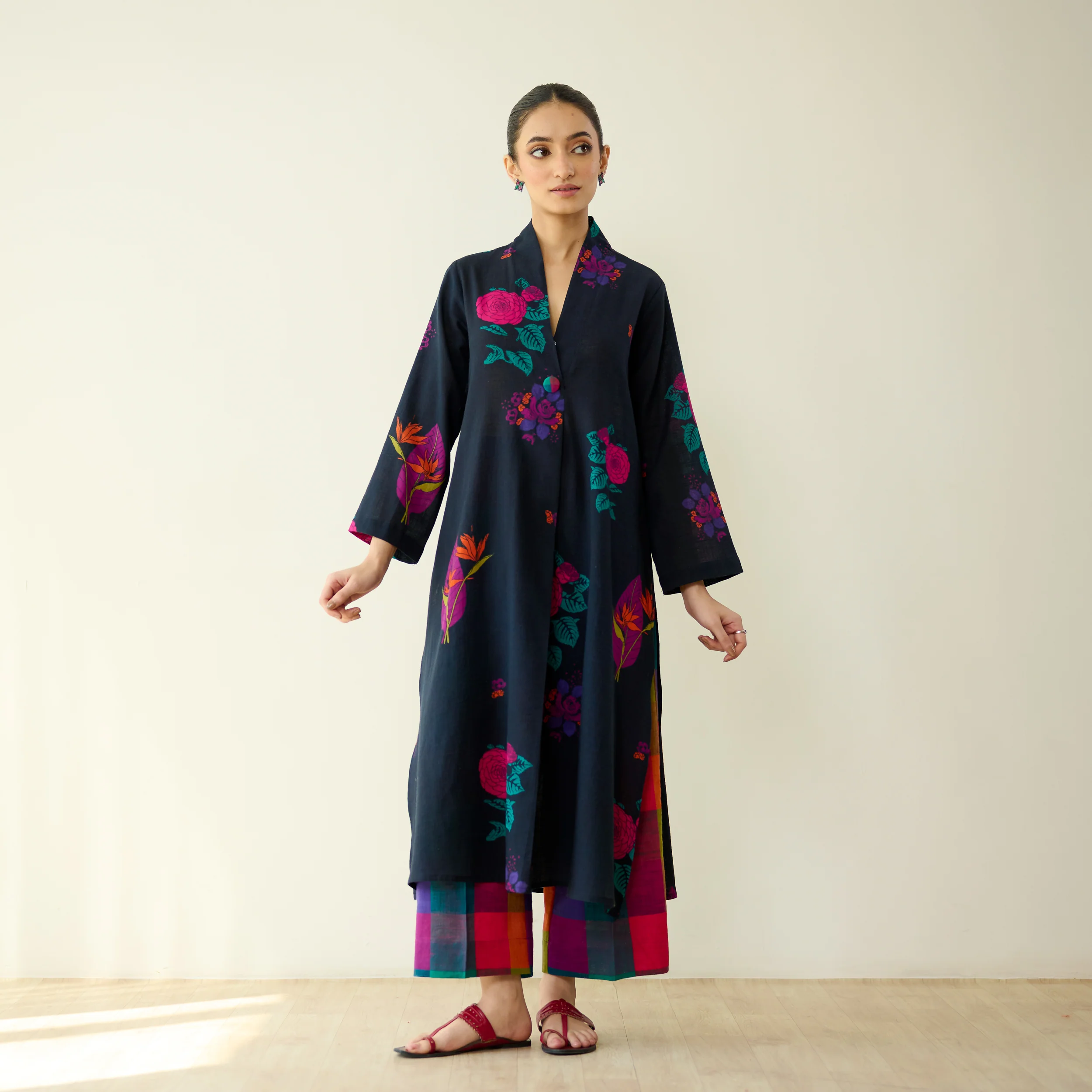 Potpourri Pure Slub Cotton Kurta Set - Black - Image 3