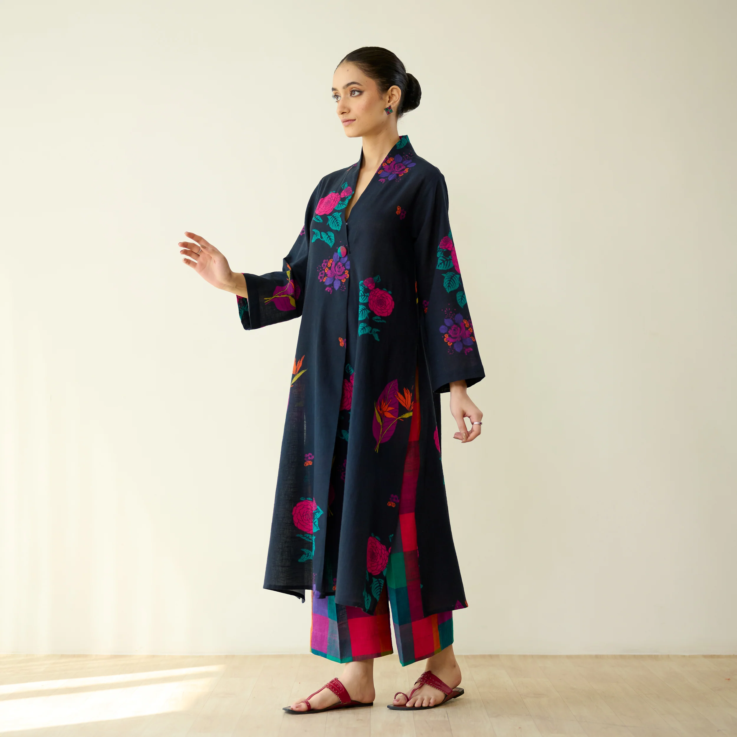 Potpourri Pure Slub Cotton Kurta Set - Black - Image 7
