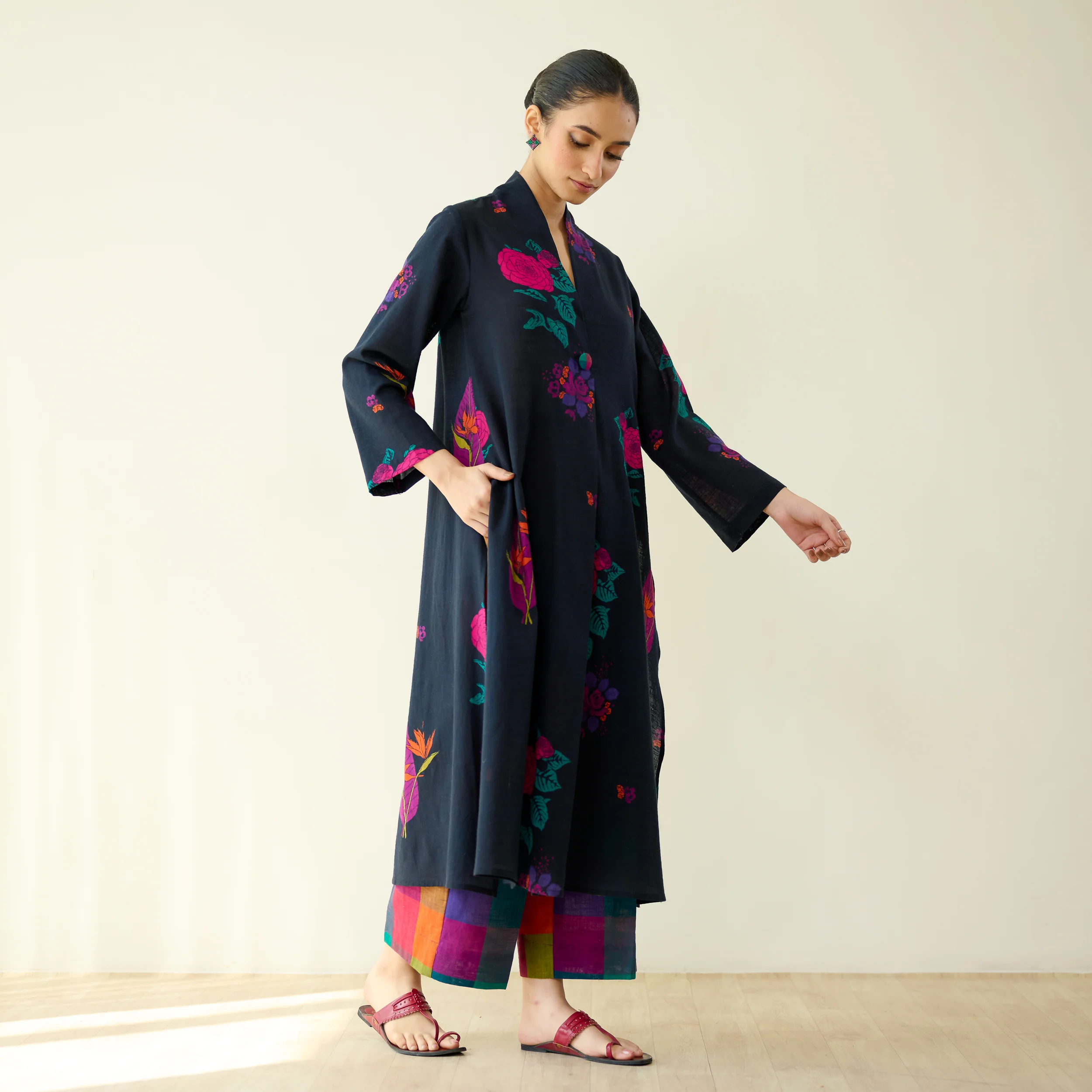 Potpourri Pure Slub Cotton Kurta Set - Black - Image 9