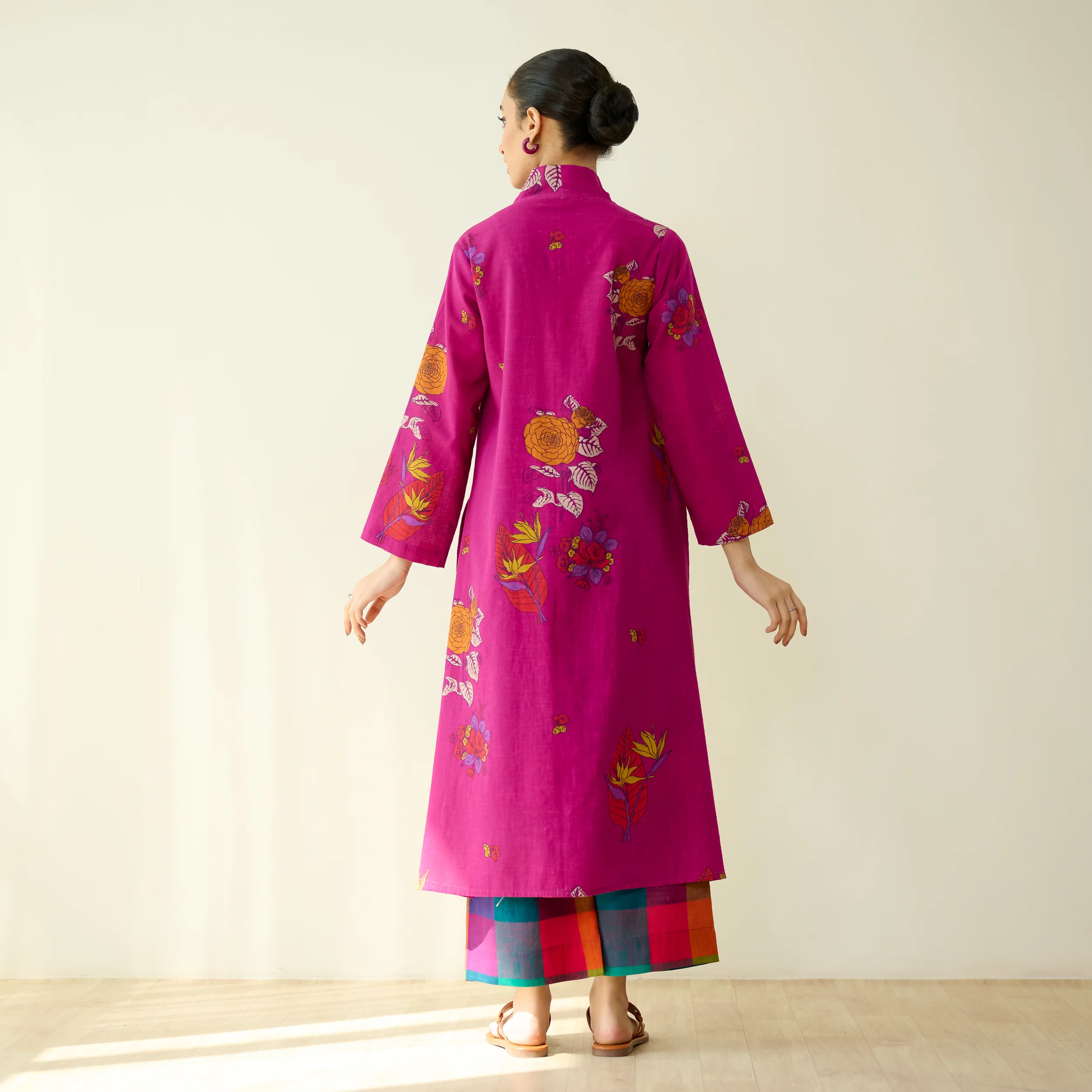Potpourri Pure Slub Cotton Kurta Set - Fuschia - Image 9