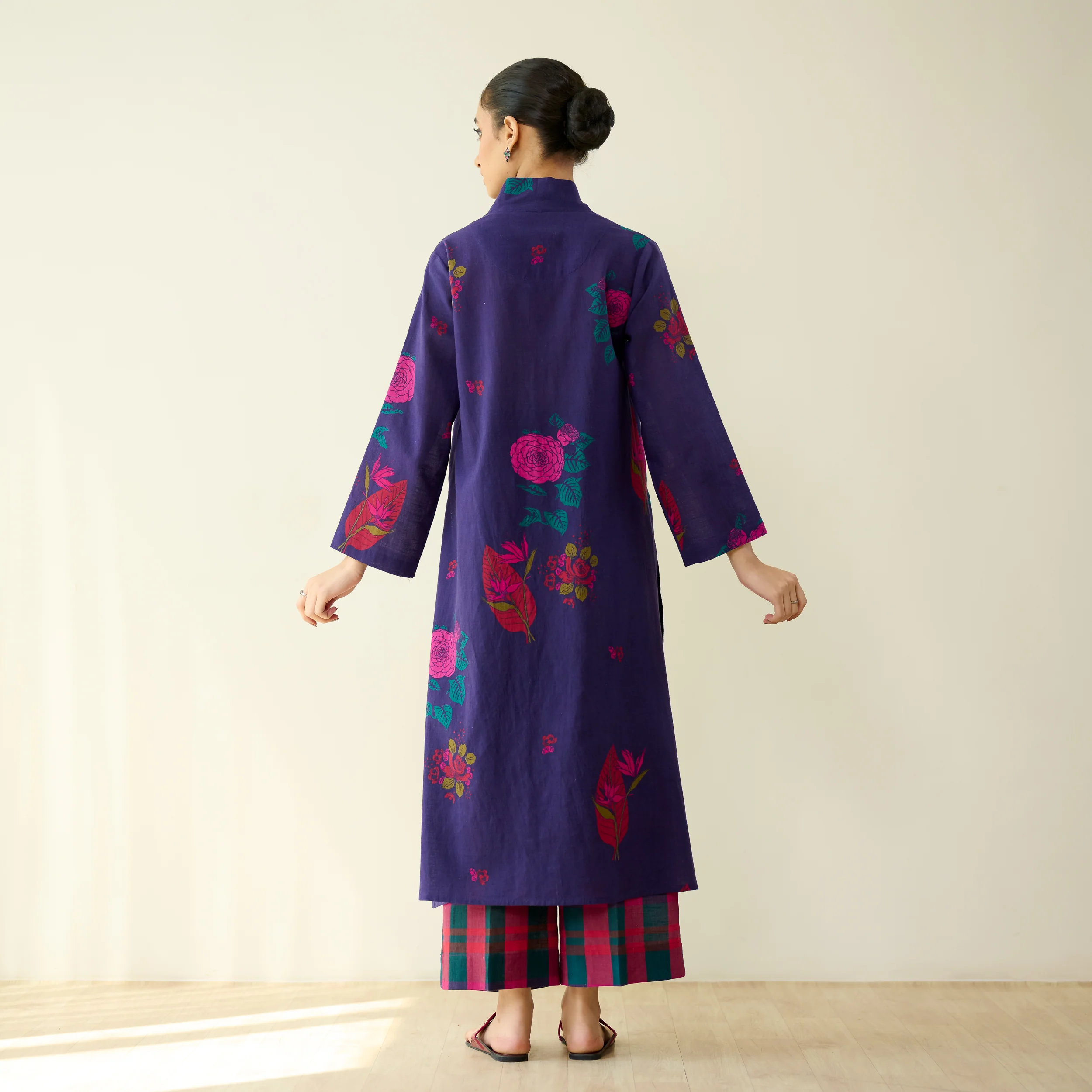 Potpourri Pure Slub Cotton Kurta Set - Violet - Image 10