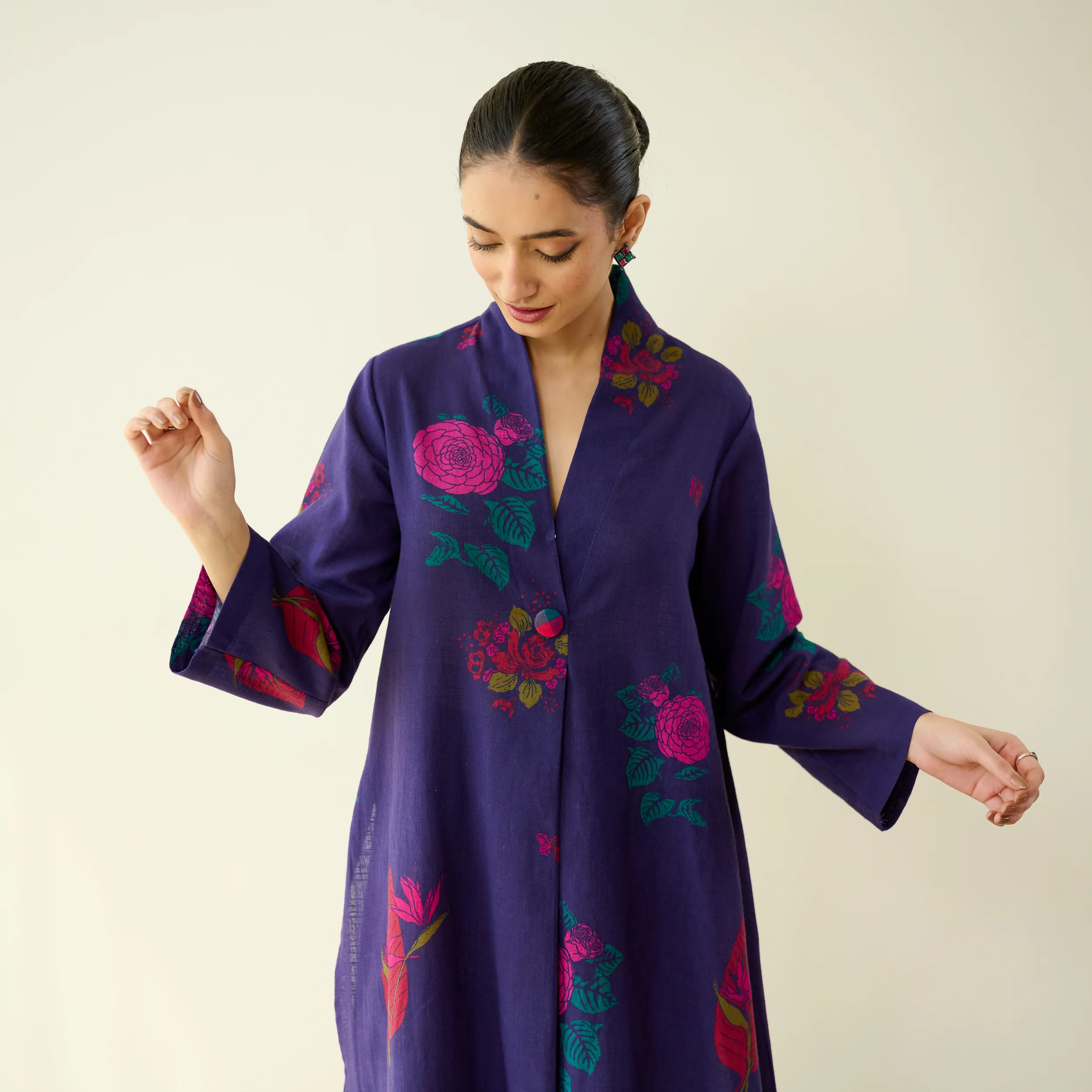 Potpourri Pure Slub Cotton Kurta Set - Violet - Image 5