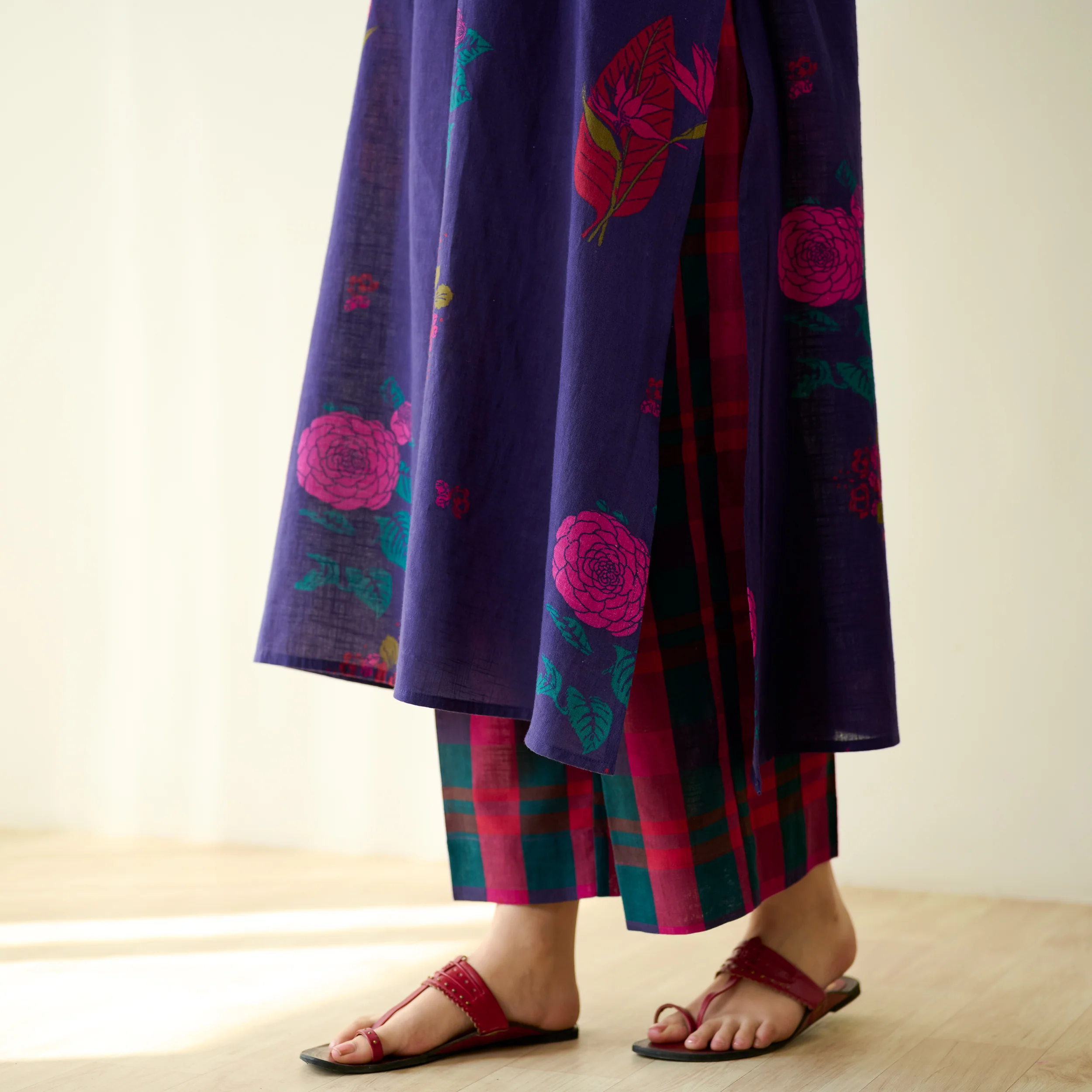 Potpourri Pure Slub Cotton Kurta Set - Violet - Image 6