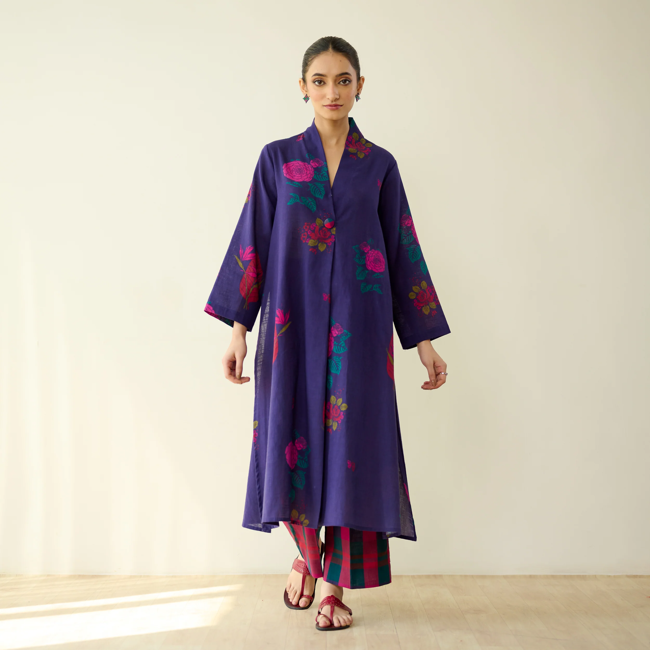 Potpourri Pure Slub Cotton Kurta Set - Violet - Image 7
