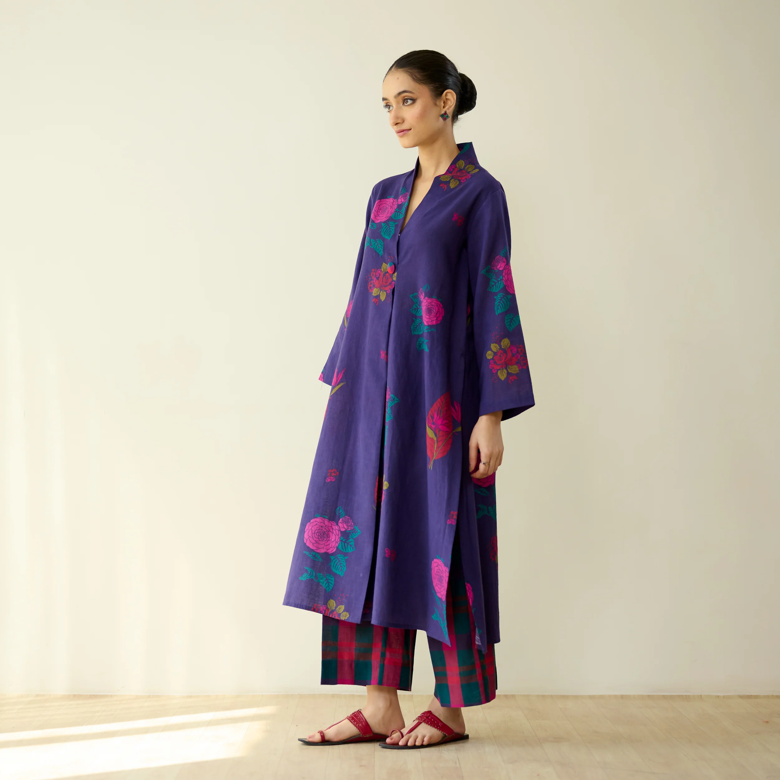 Potpourri Pure Slub Cotton Kurta Set - Violet - Image 8