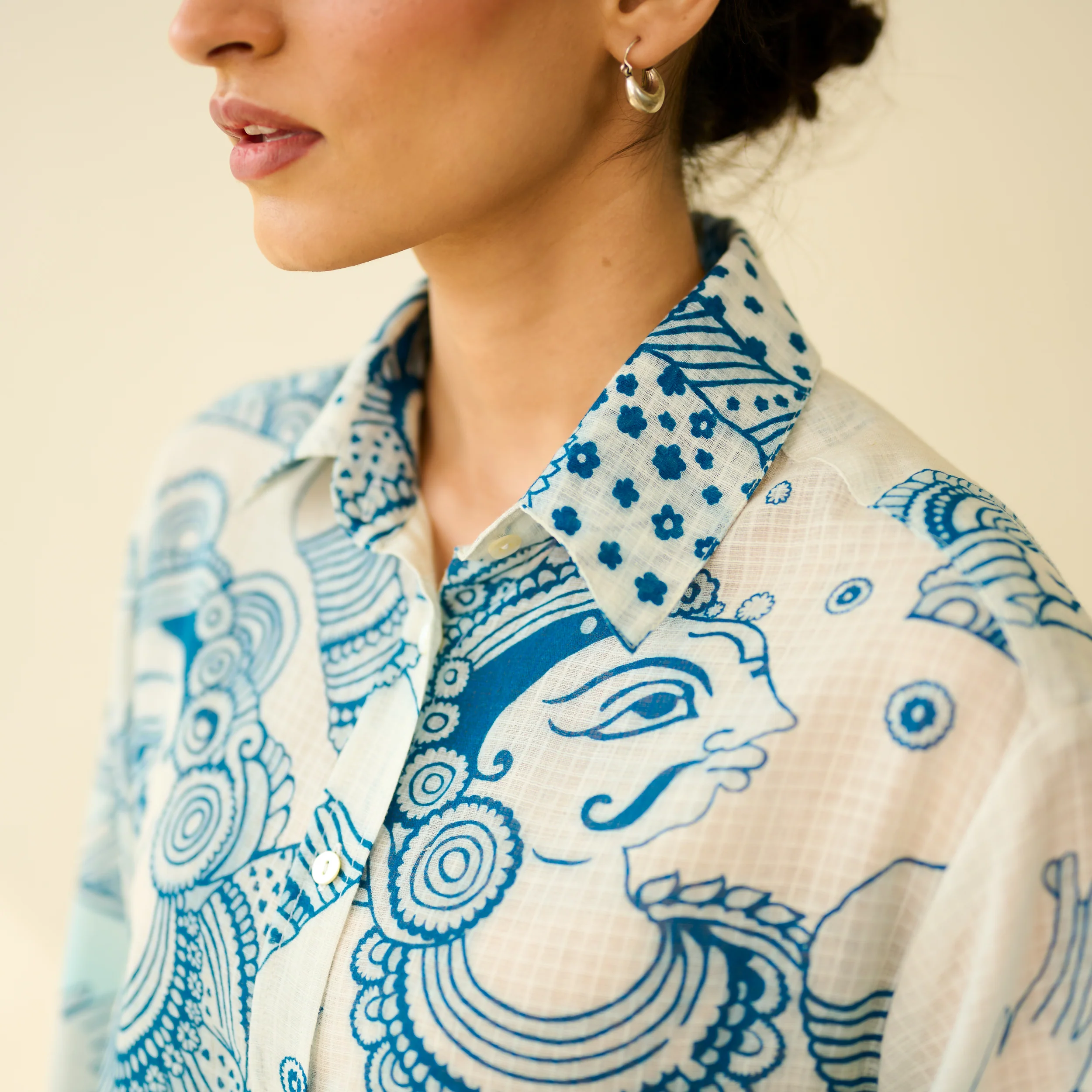 Raga Kota Doria Cotton Shirt - Asmani Blue - Image 3