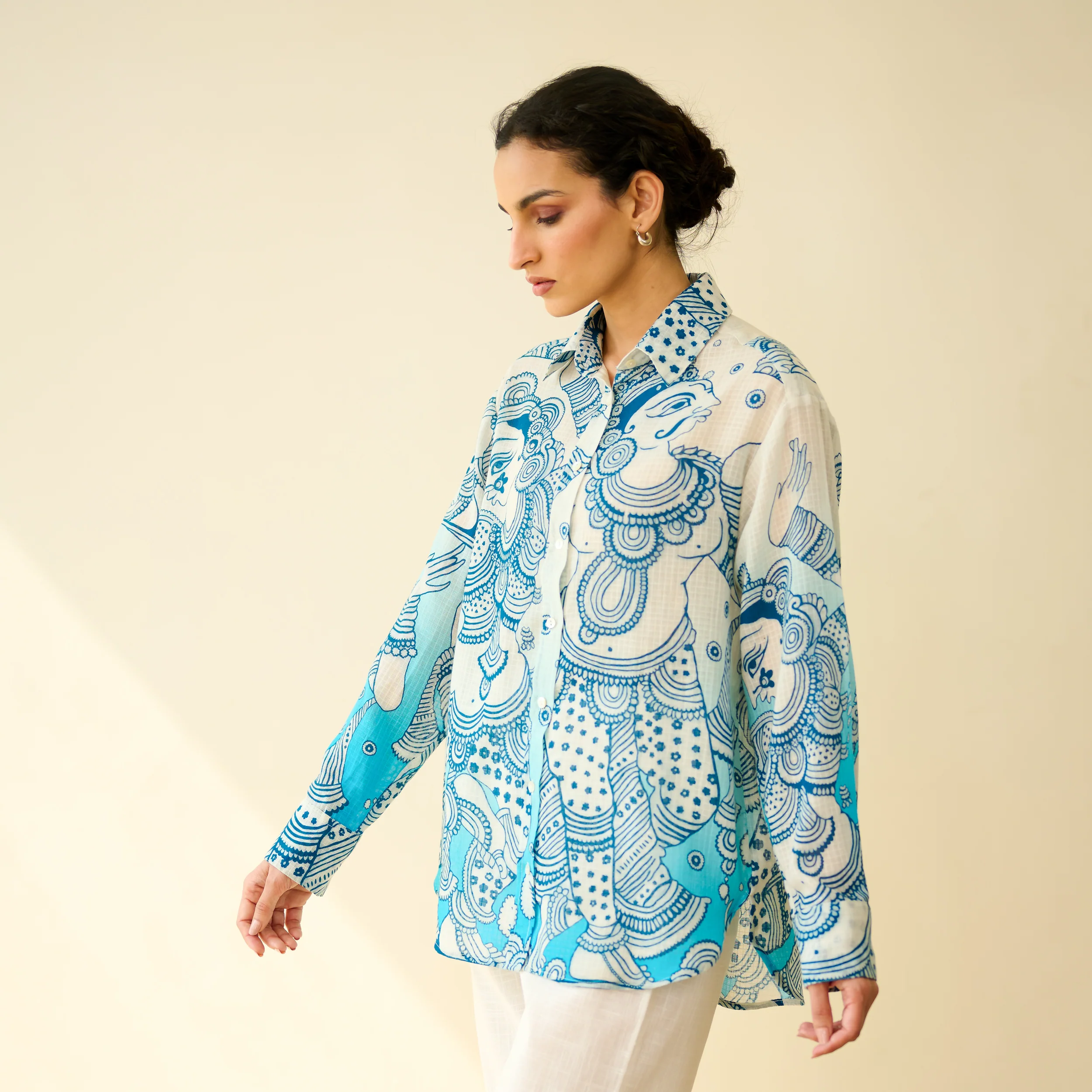 Raga Kota Doria Cotton Shirt - Asmani Blue - Image 6