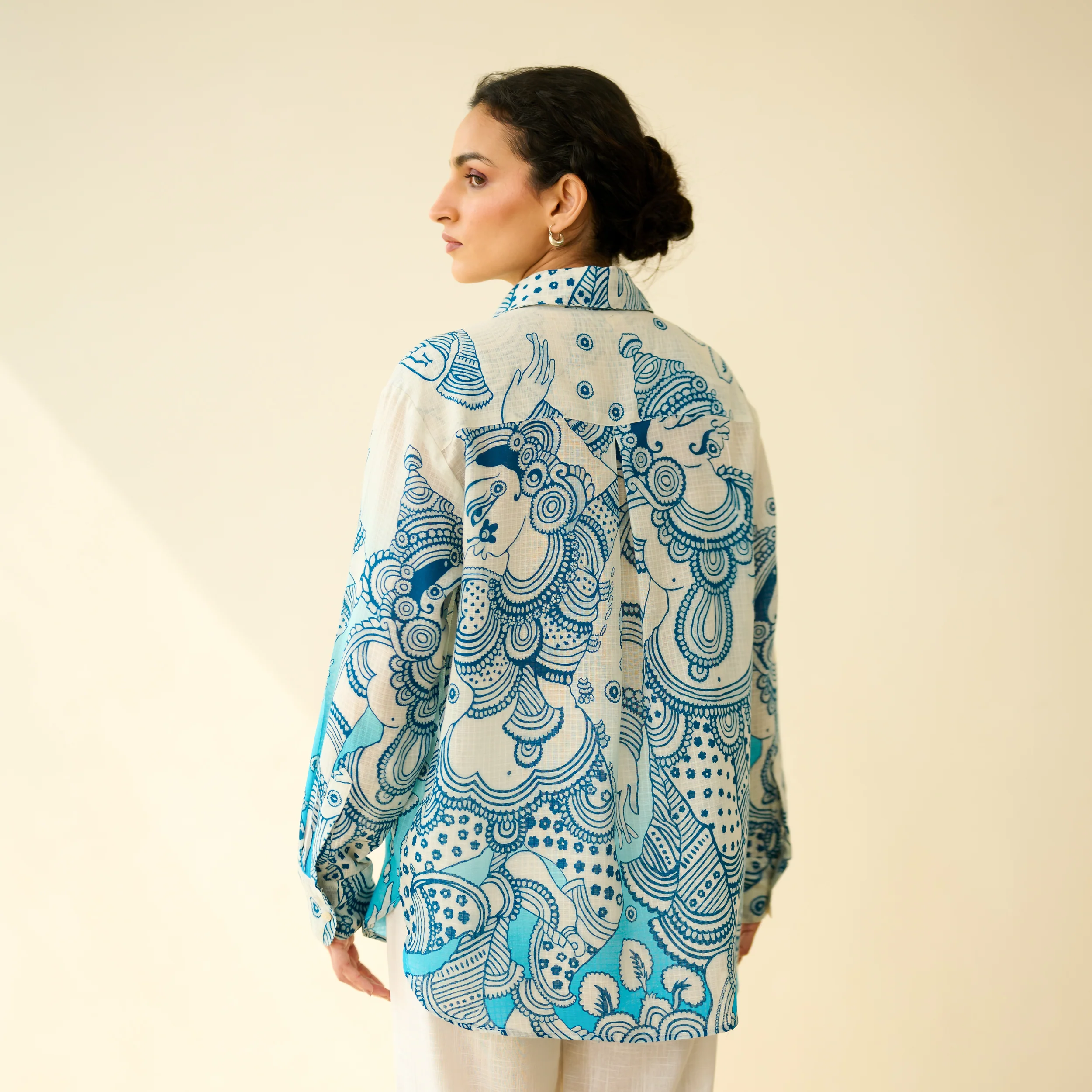 Raga Kota Doria Cotton Shirt - Asmani Blue - Image 8