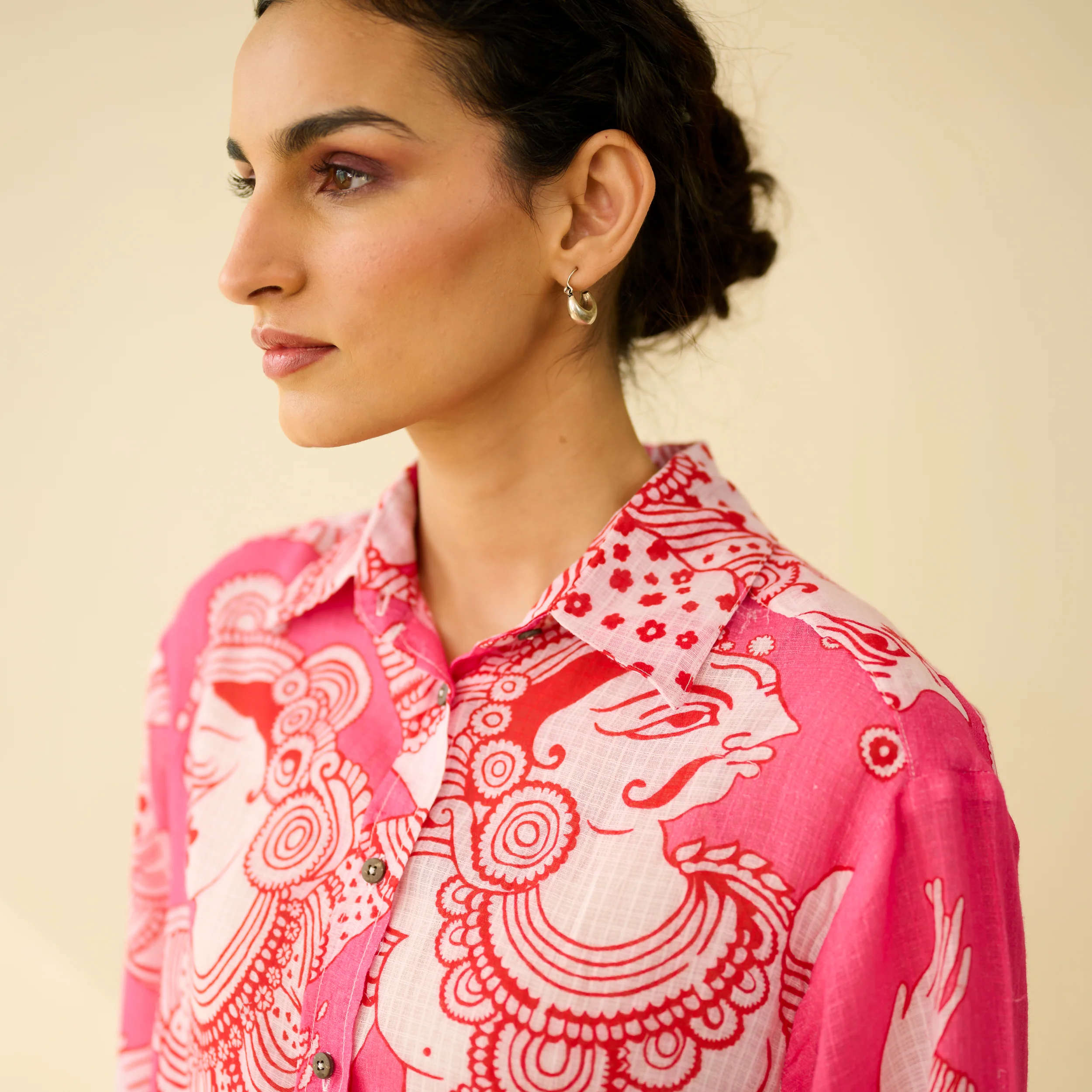 Raga Kota Doria Cotton Shirt - Pink - Image 3