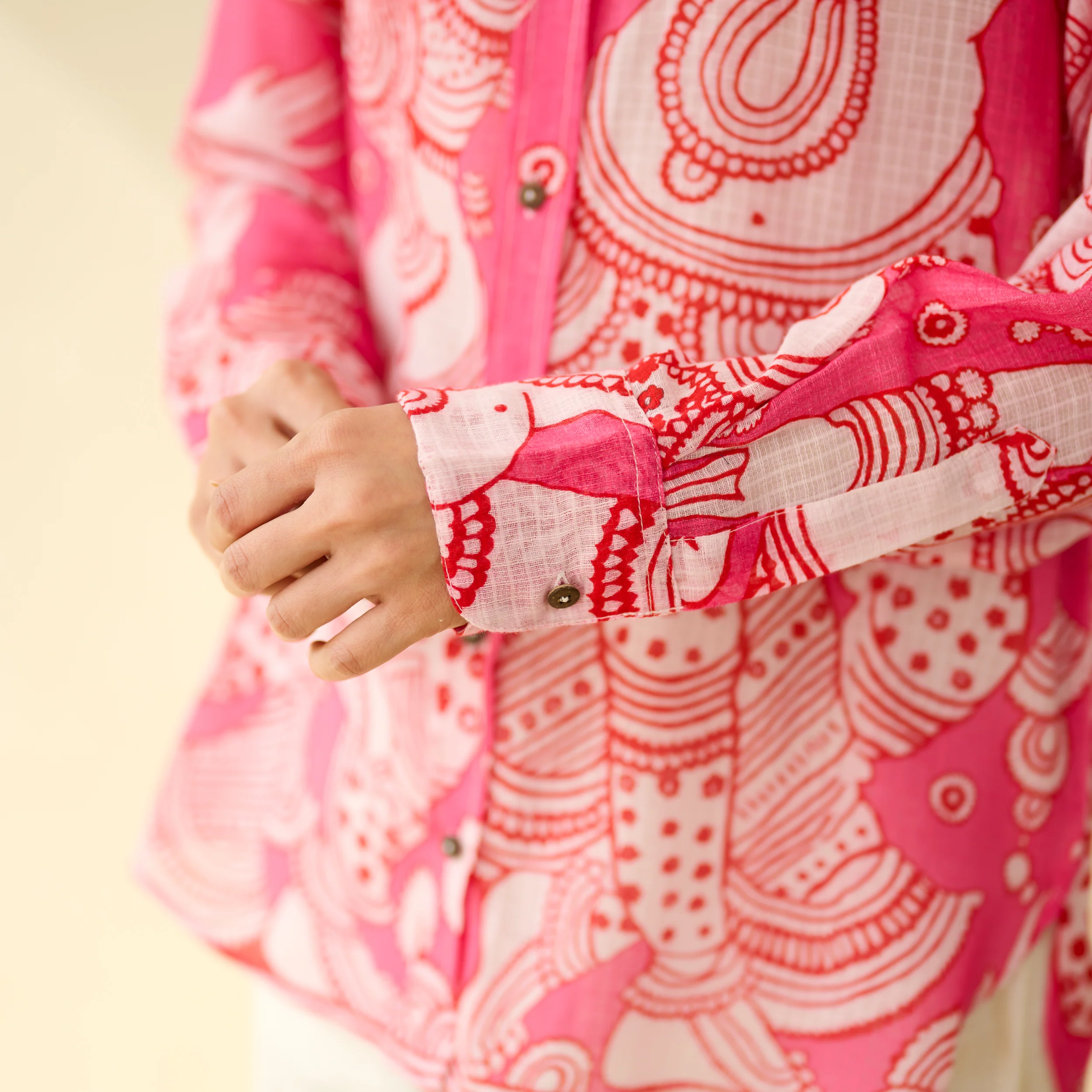 Raga Kota Doria Cotton Shirt - Pink - Image 4