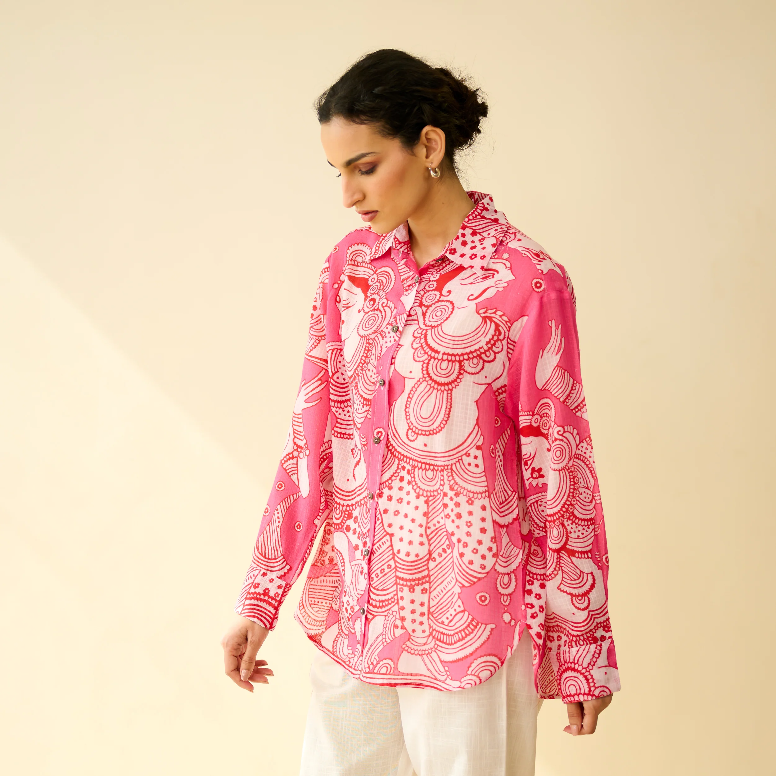 Raga Kota Doria Cotton Shirt - Pink - Image 5