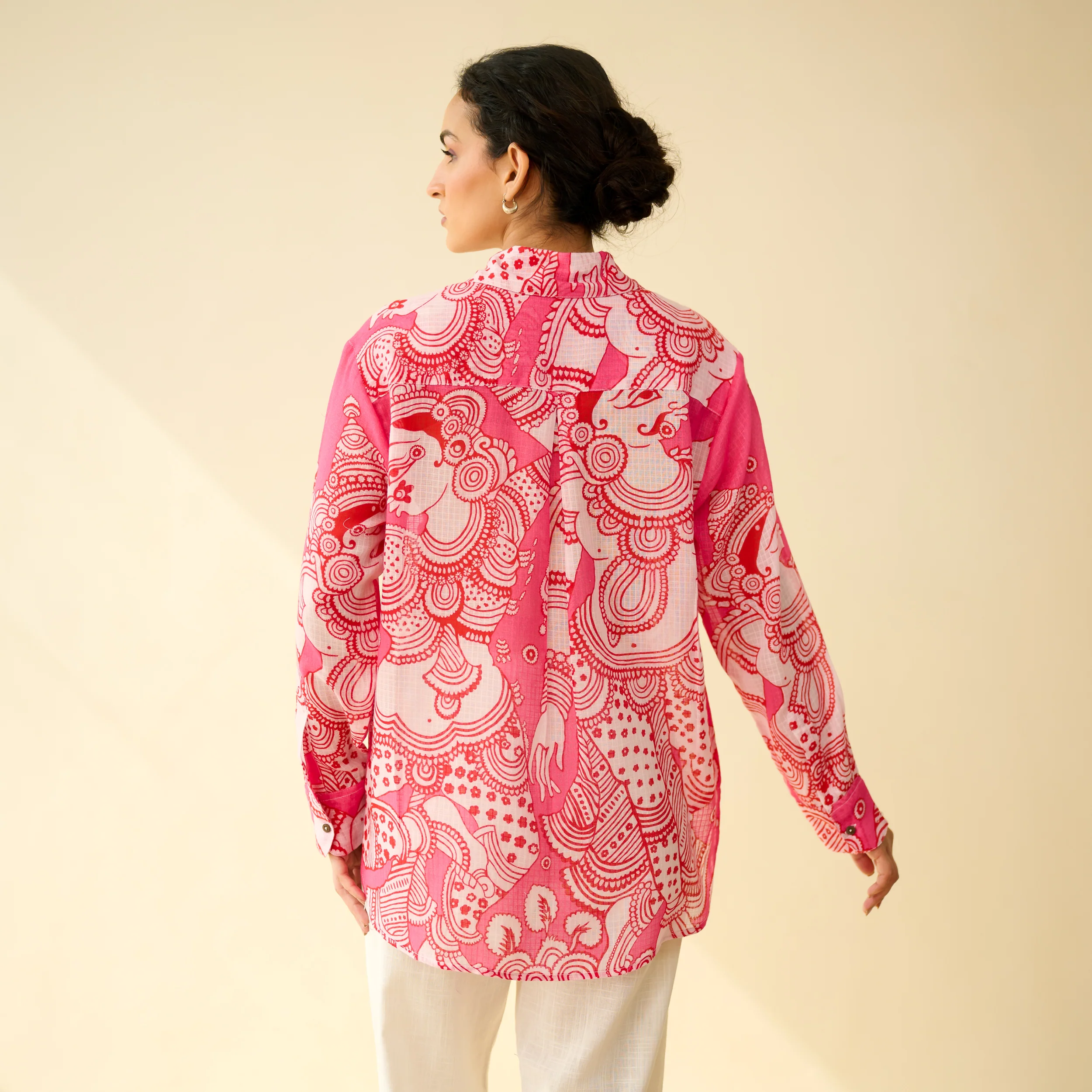 Raga Kota Doria Cotton Shirt - Pink - Image 6