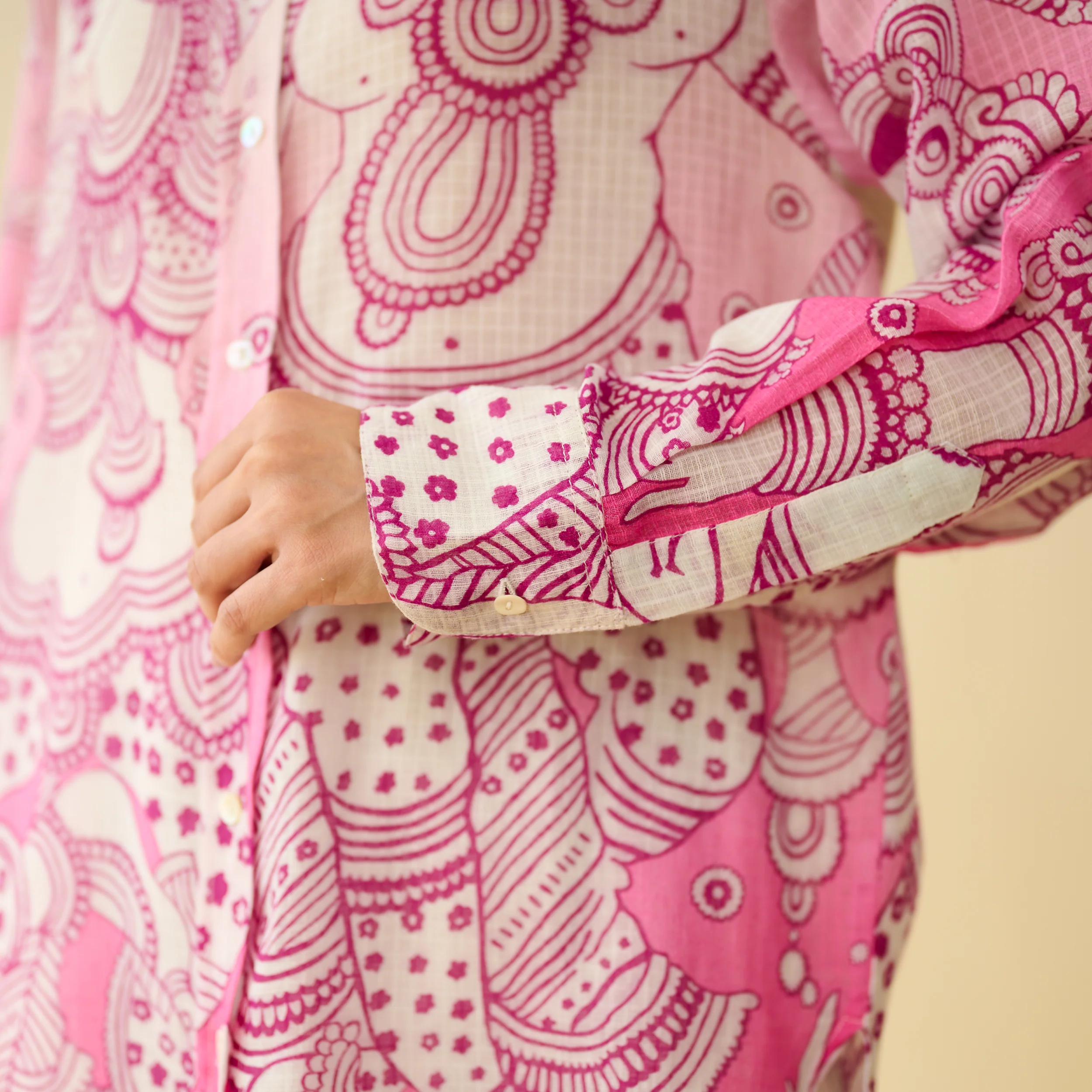 Raga Kota Doria Cotton Shirt - Pink Ombre - Image 4