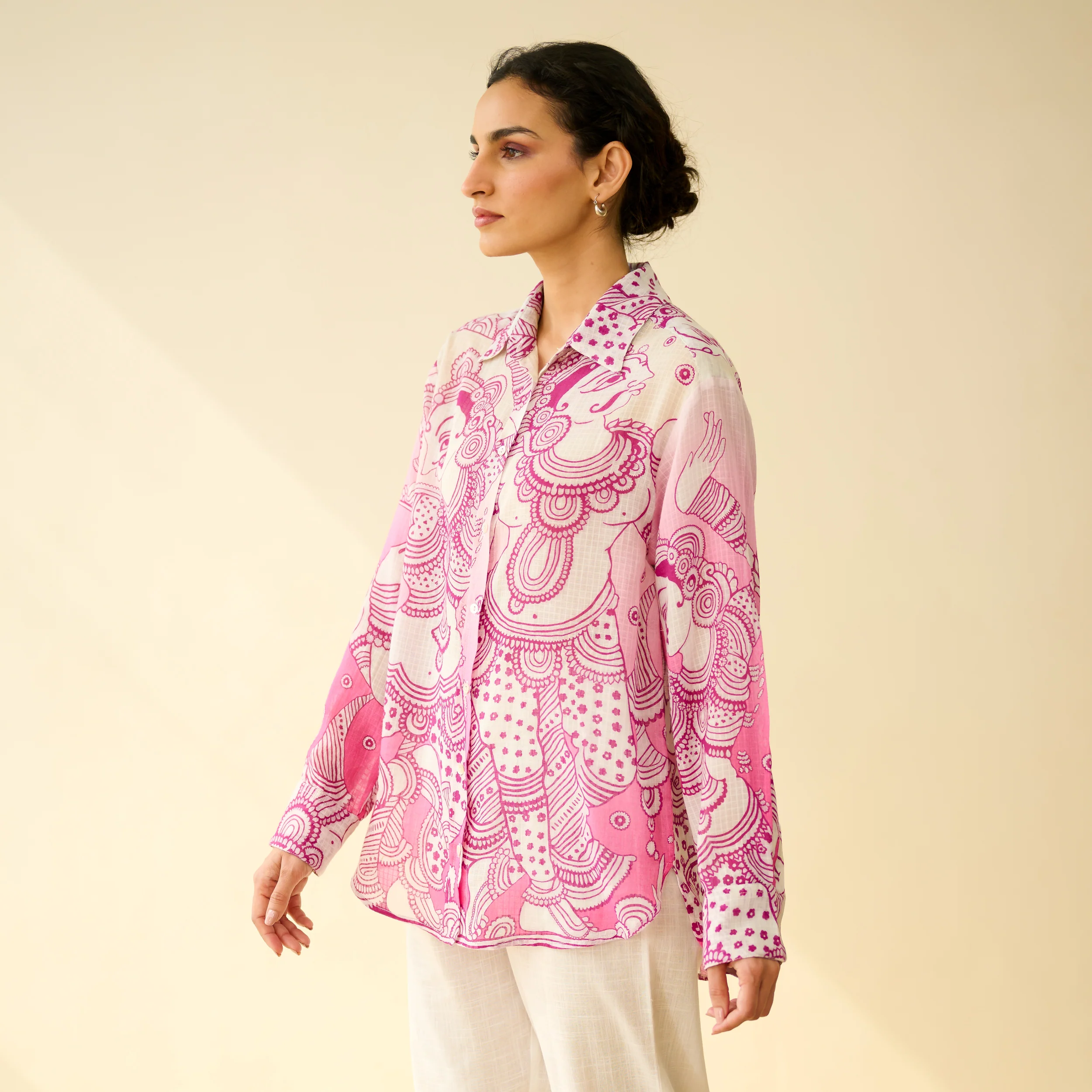Raga Kota Doria Cotton Shirt - Pink Ombre - Image 6