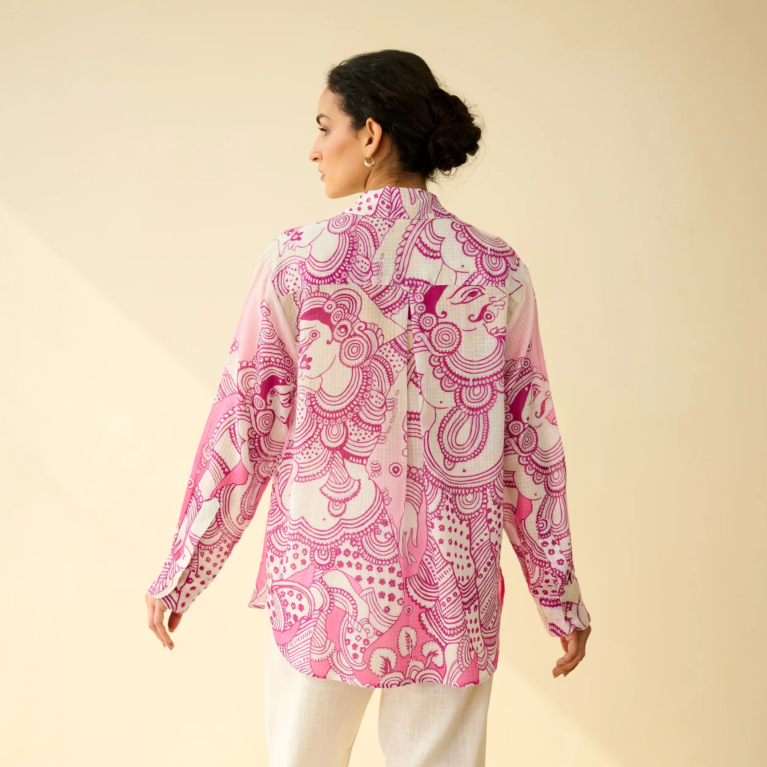 Raga Kota Doria Cotton Shirt - Pink Ombre - Image 7