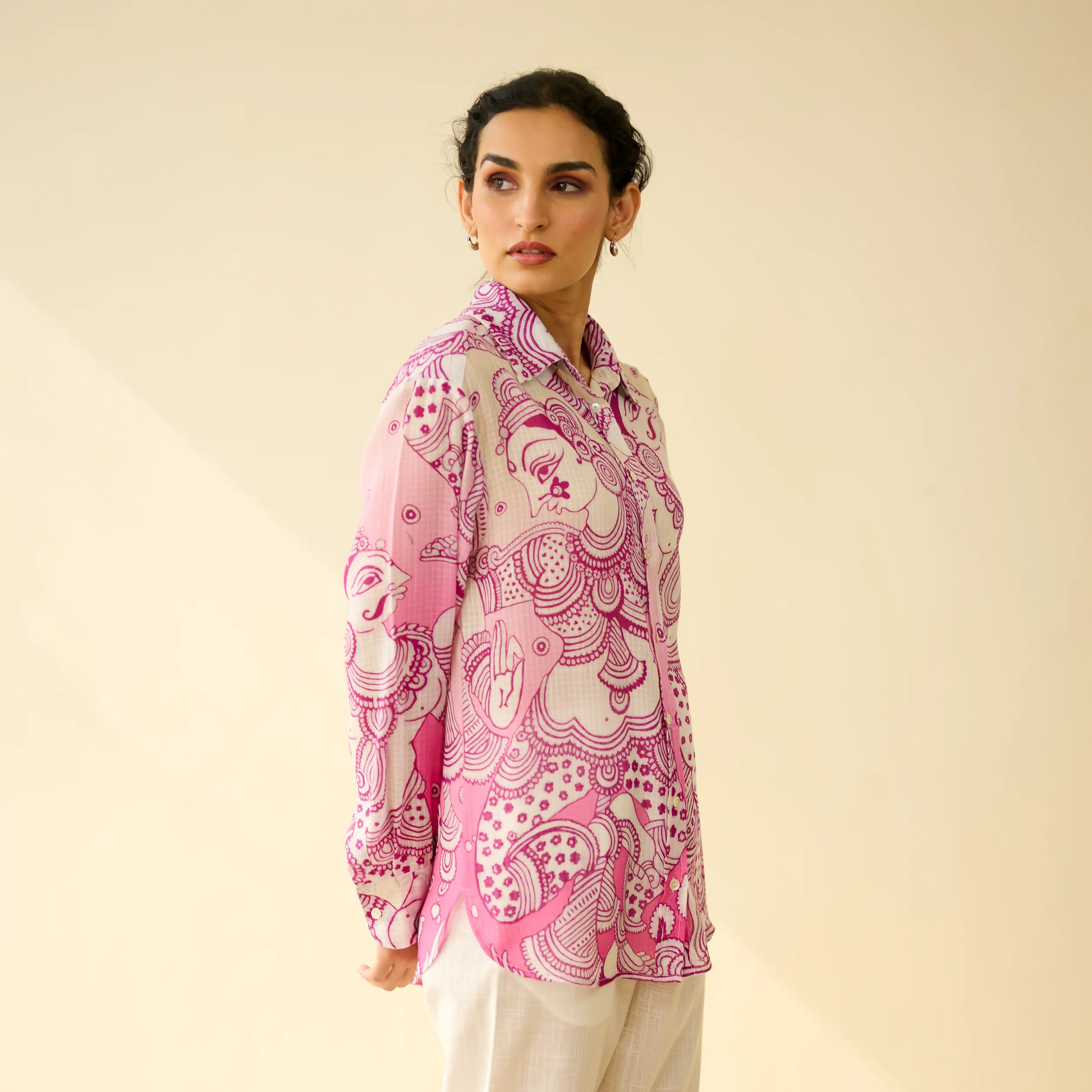 Raga Kota Doria Cotton Shirt - Pink Ombre - Image 8