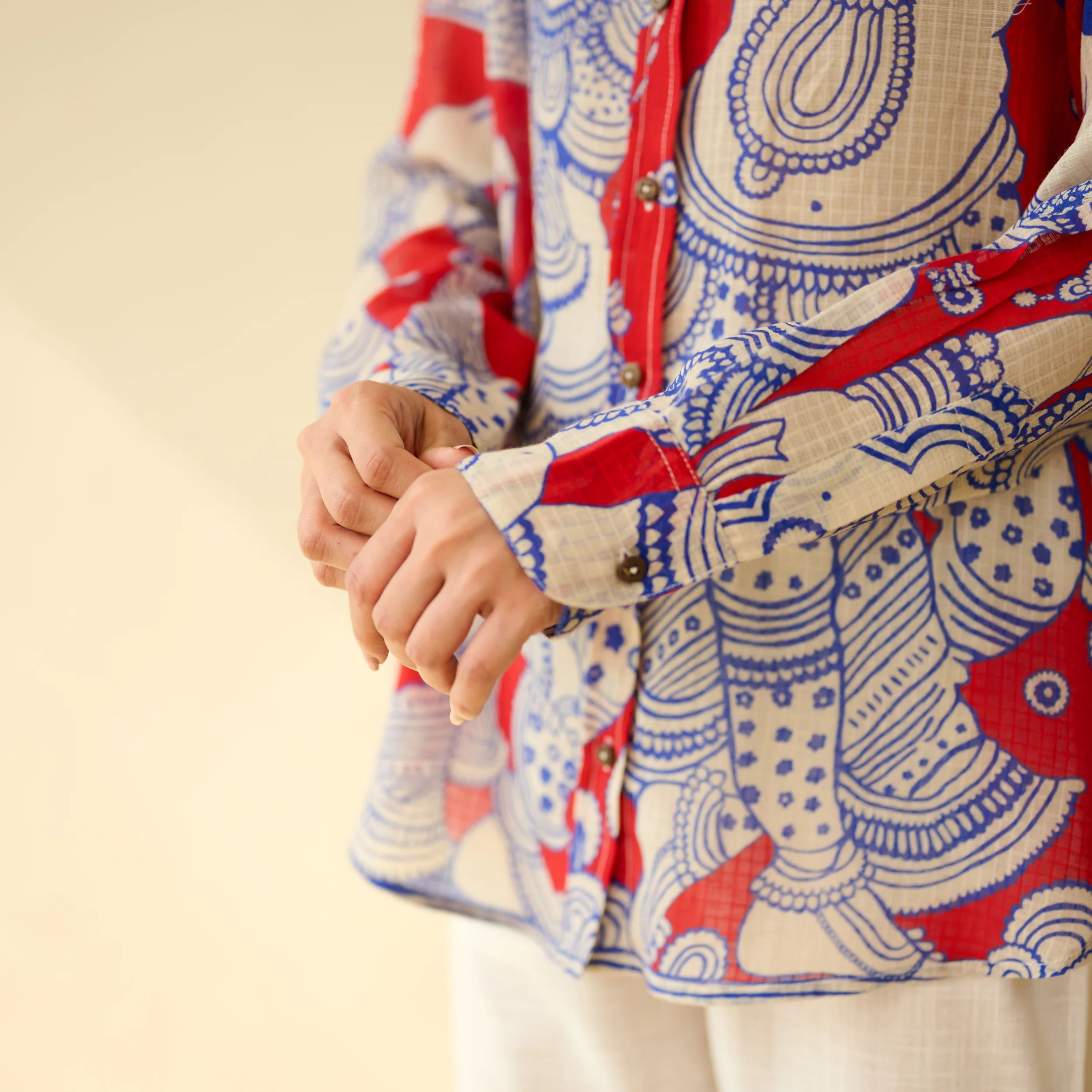 Raga Kota Doria Cotton Shirt - Tomato Red - Image 4