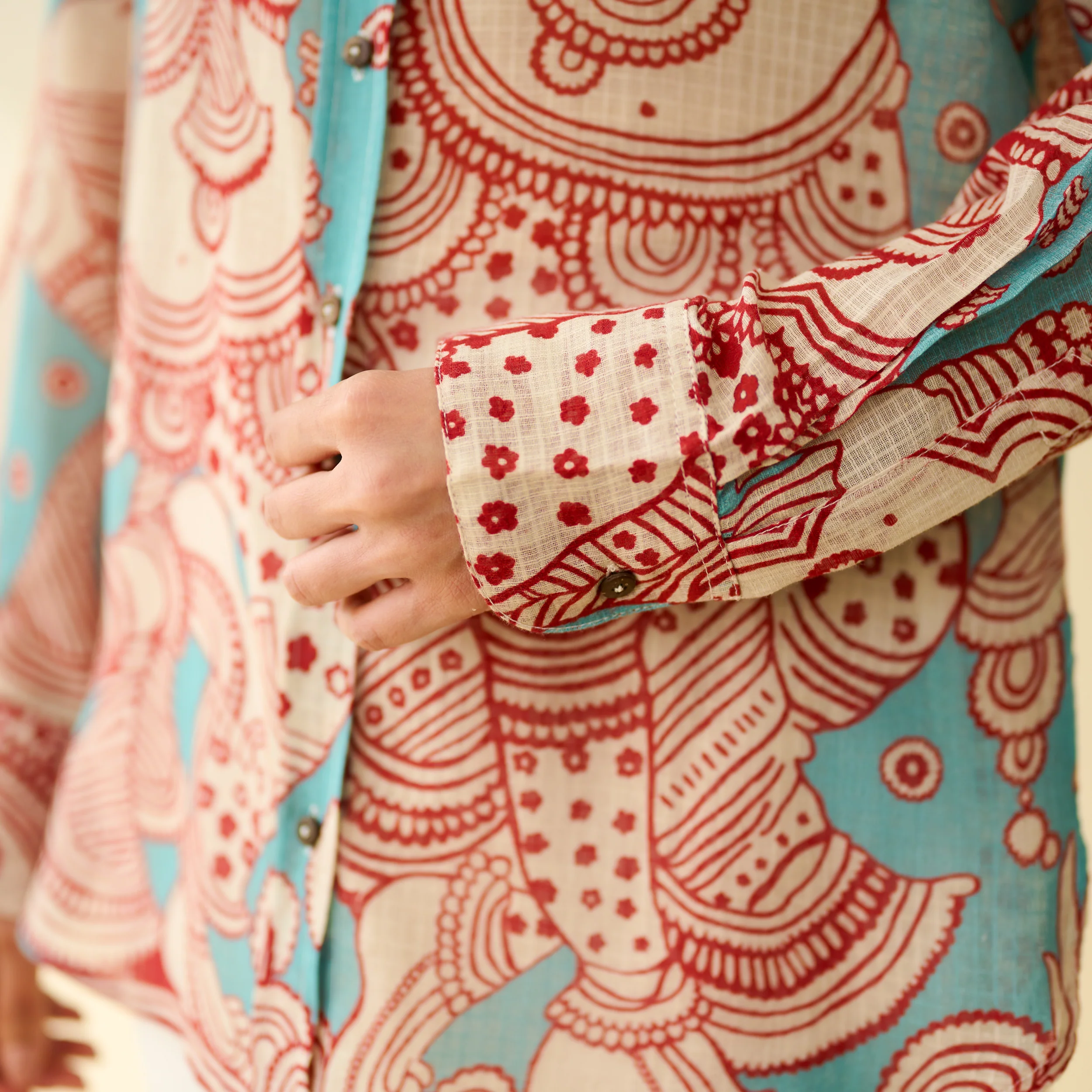 Raga Kota Doria Cotton Shirt - Turquoise - Image 4