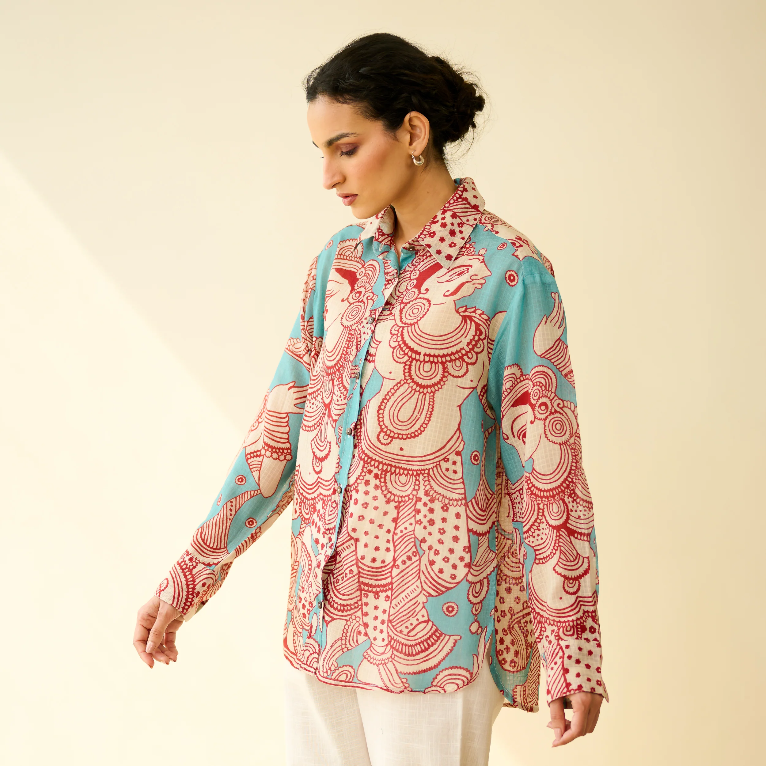 Raga Kota Doria Cotton Shirt - Turquoise - Image 5