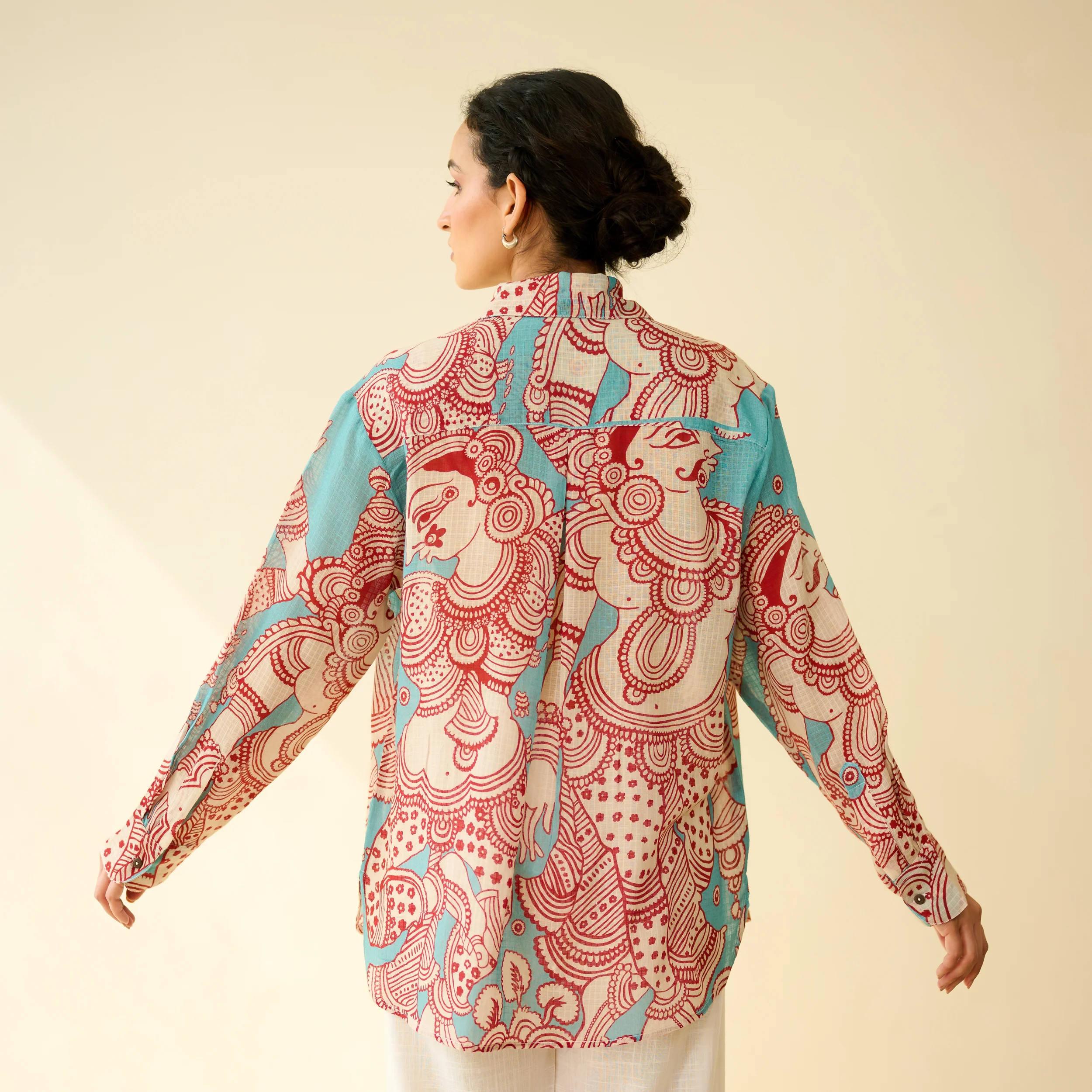Raga Kota Doria Cotton Shirt - Turquoise - Image 7