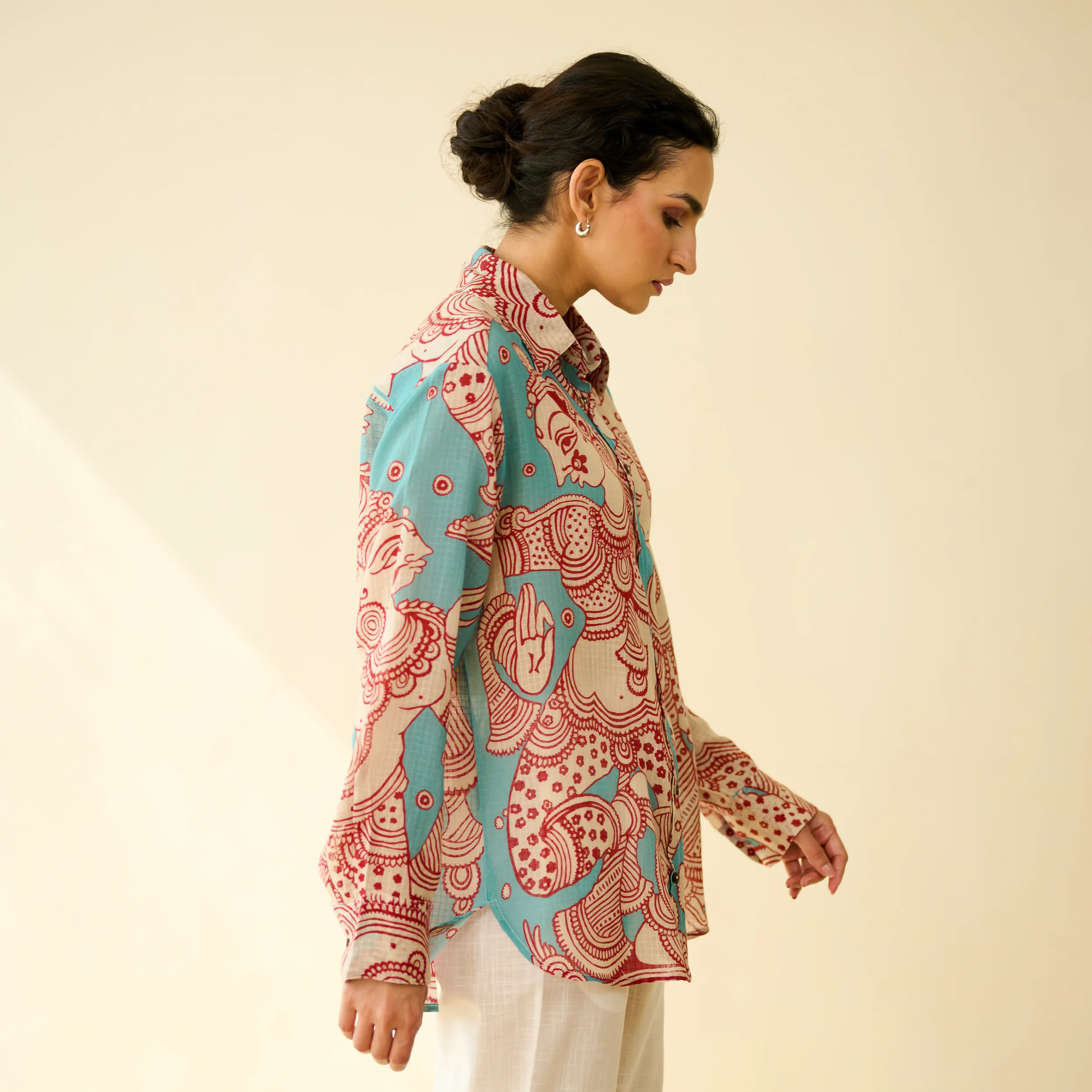 Raga Kota Doria Cotton Shirt - Turquoise - Image 8