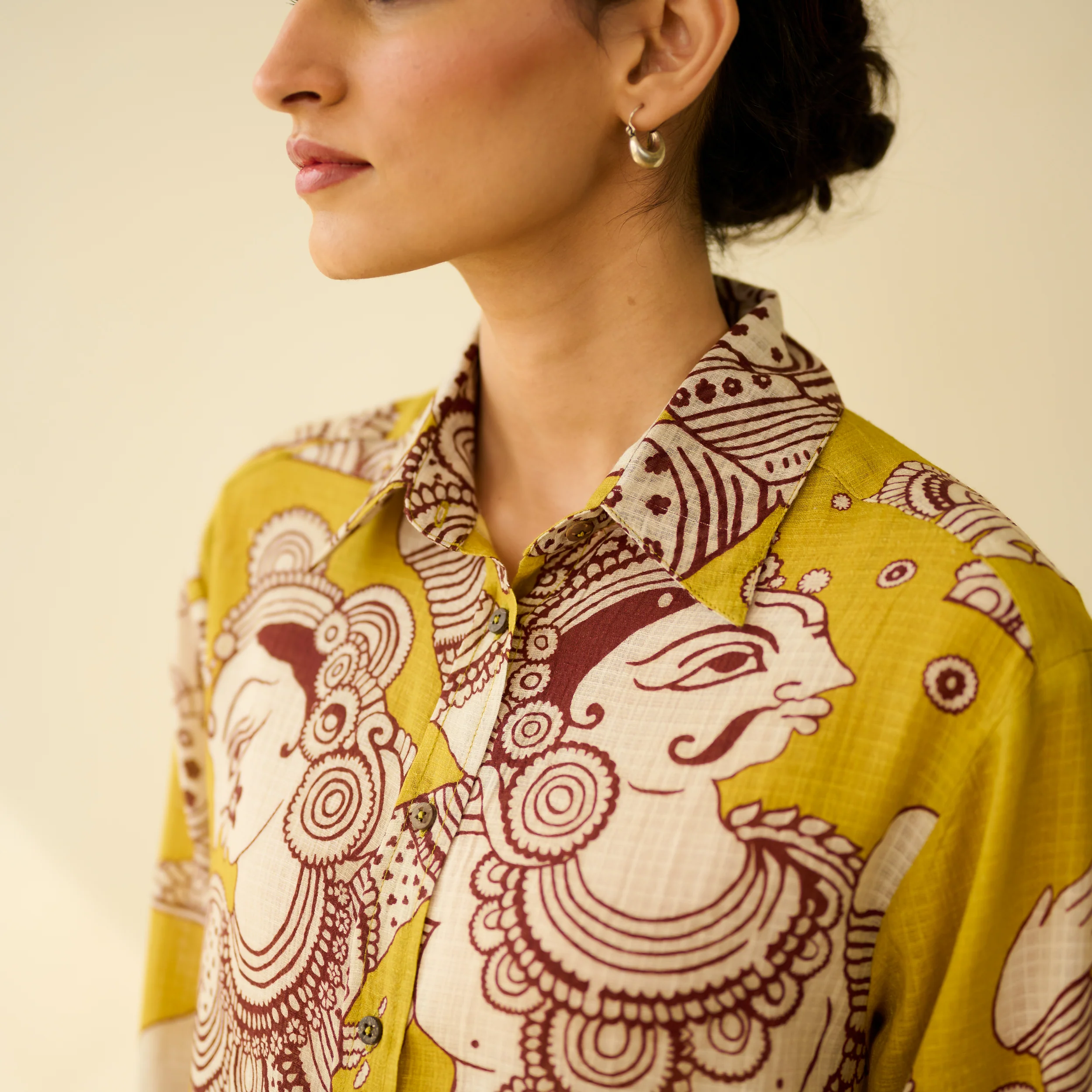 Raga Kota Doria Cotton Shirt - Yellow - Image 3