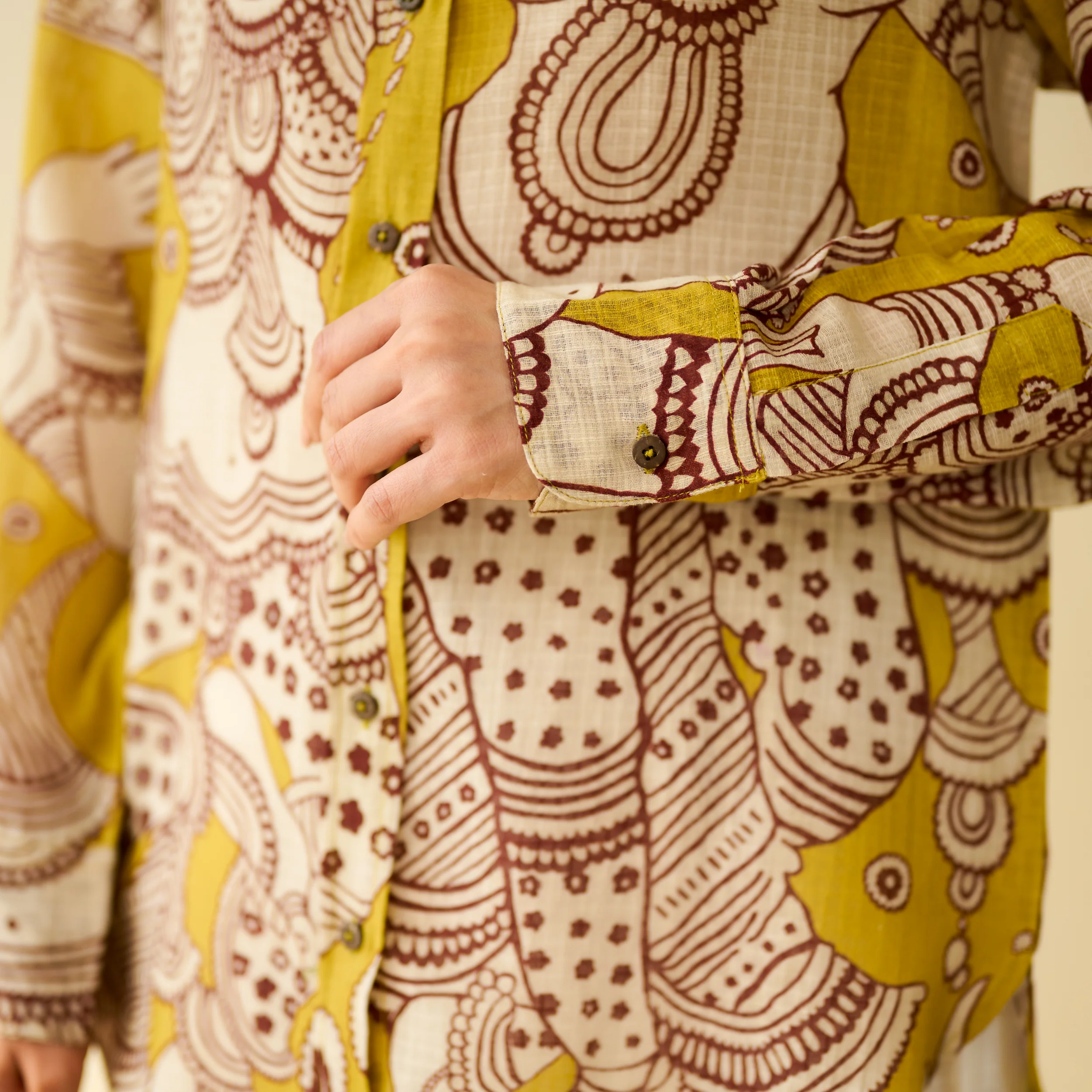 Raga Kota Doria Cotton Shirt - Yellow - Image 4