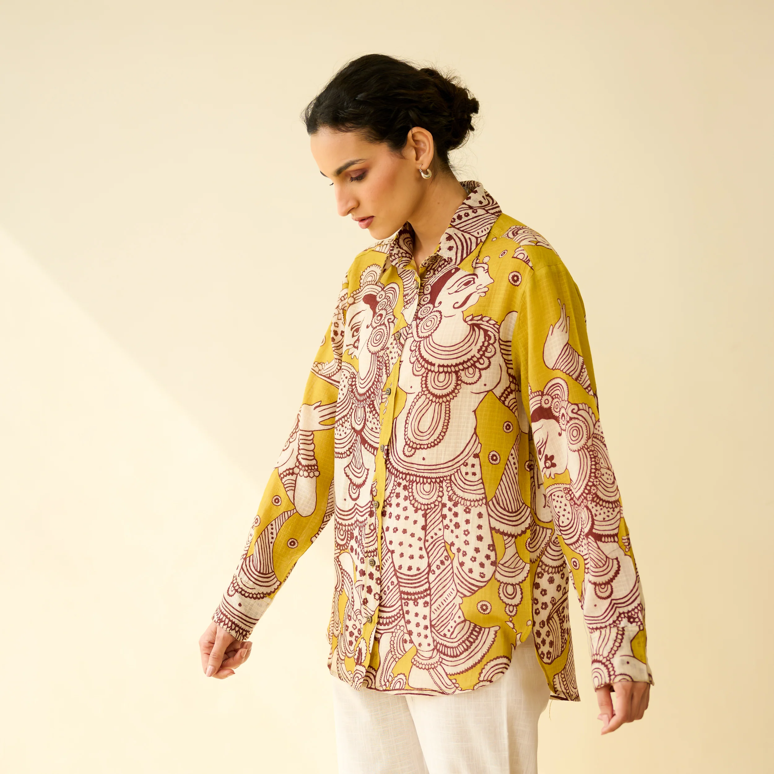 Raga Kota Doria Cotton Shirt - Yellow - Image 5