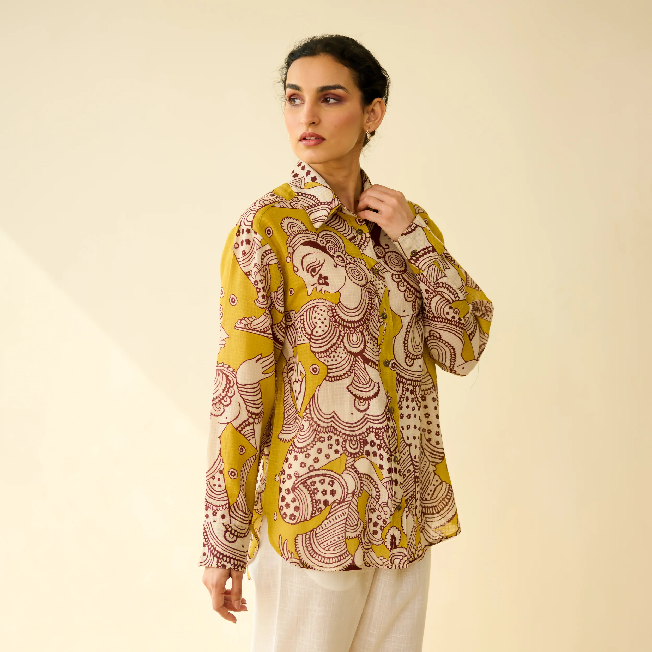 Raga Kota Doria Cotton Shirt - Yellow - Image 7