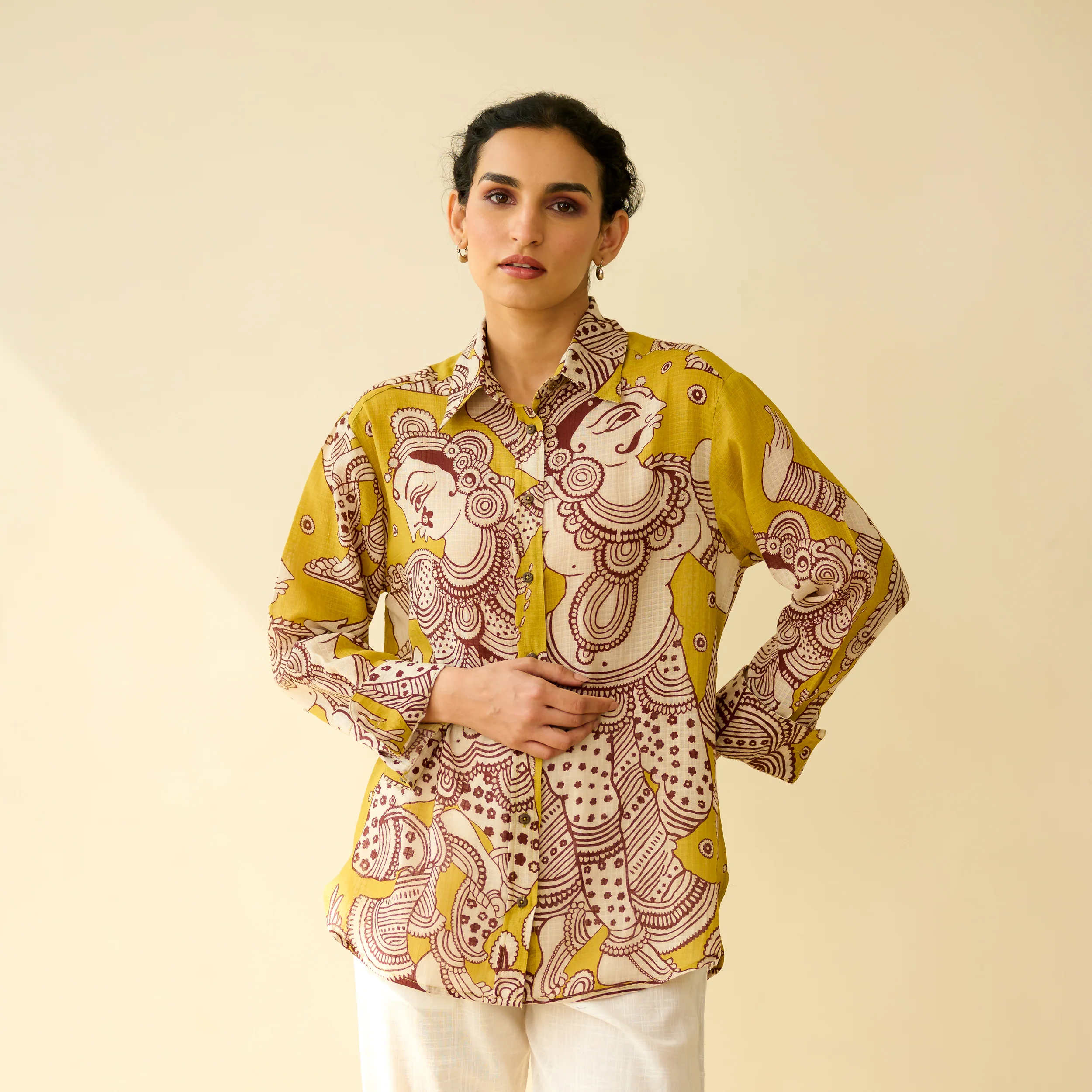 Raga Kota Doria Cotton Shirt - Yellow - Image 8