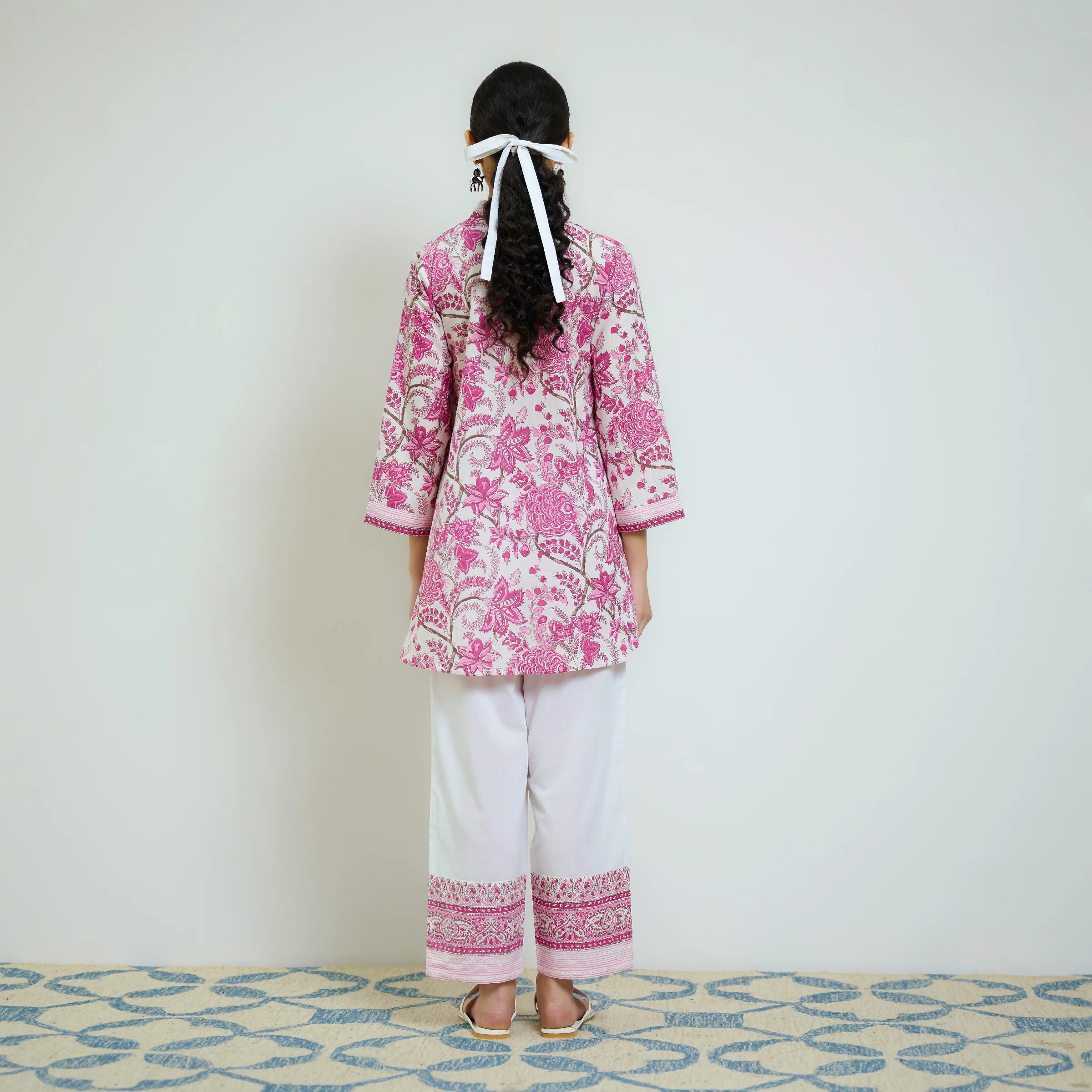 Rani Pink Sanganeri Printed Cotton Co-ord Set - Image 7