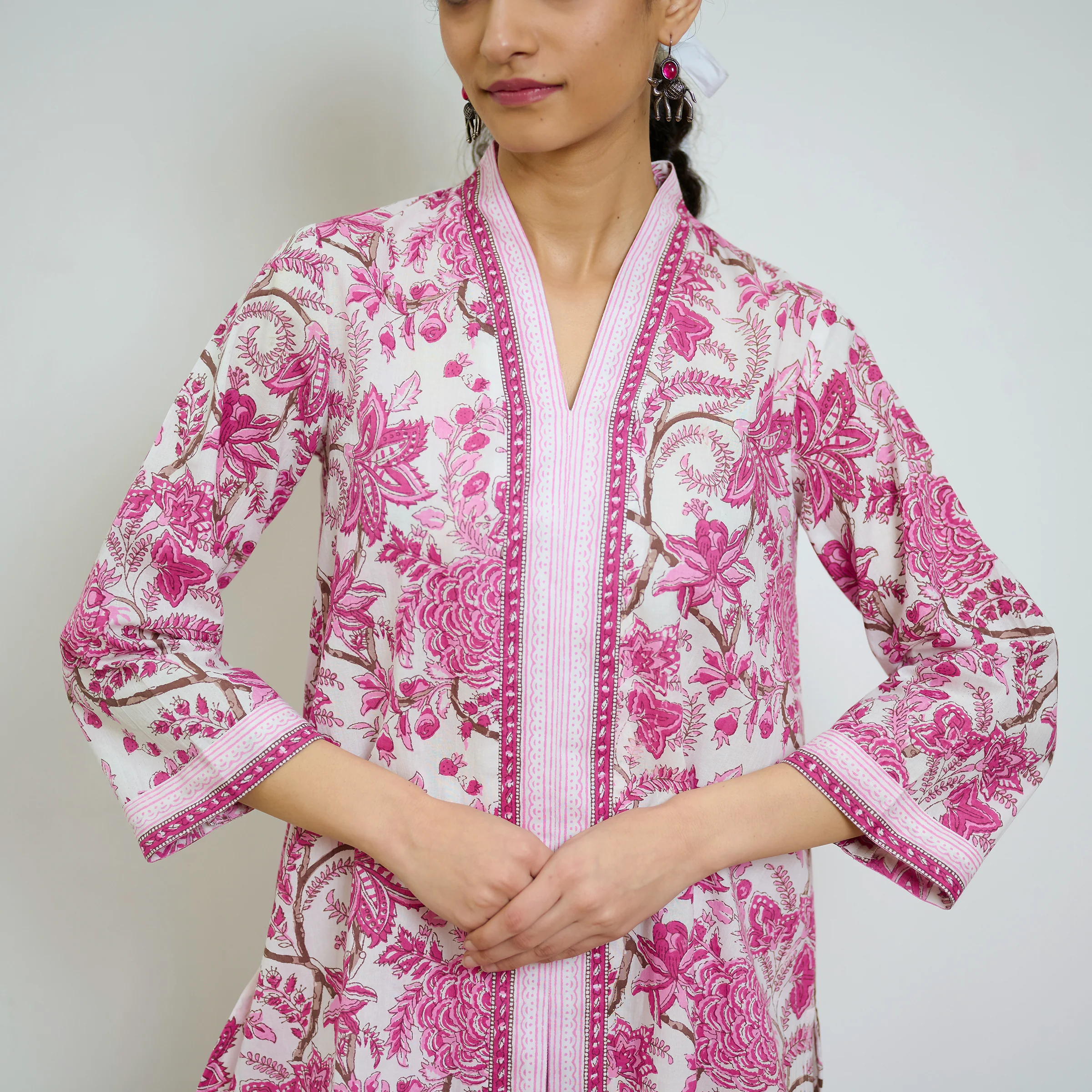 Rani Pink Sanganeri Printed Cotton Co-ord Set - Image 8