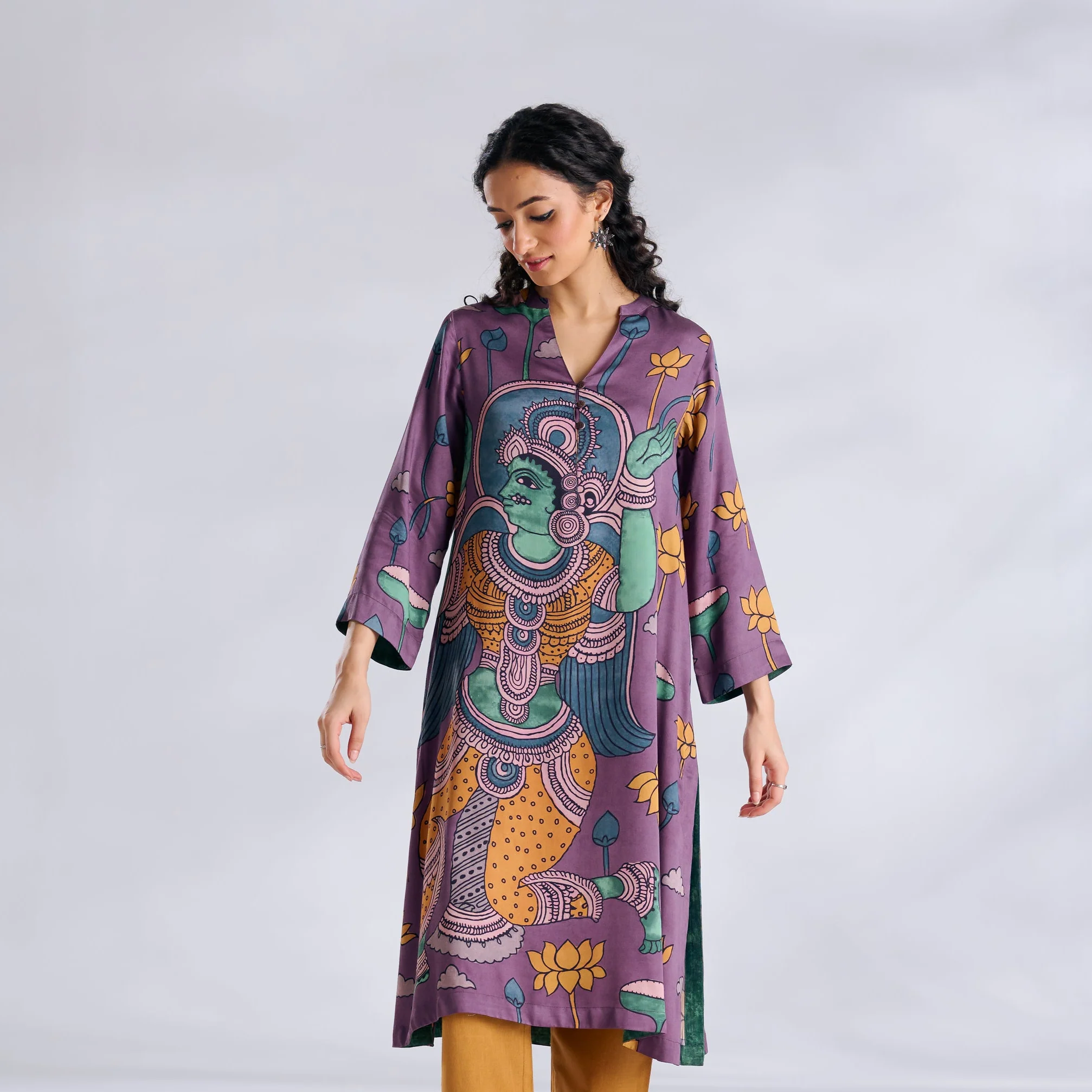 Rasika Modal Satin Kurta - Mauve