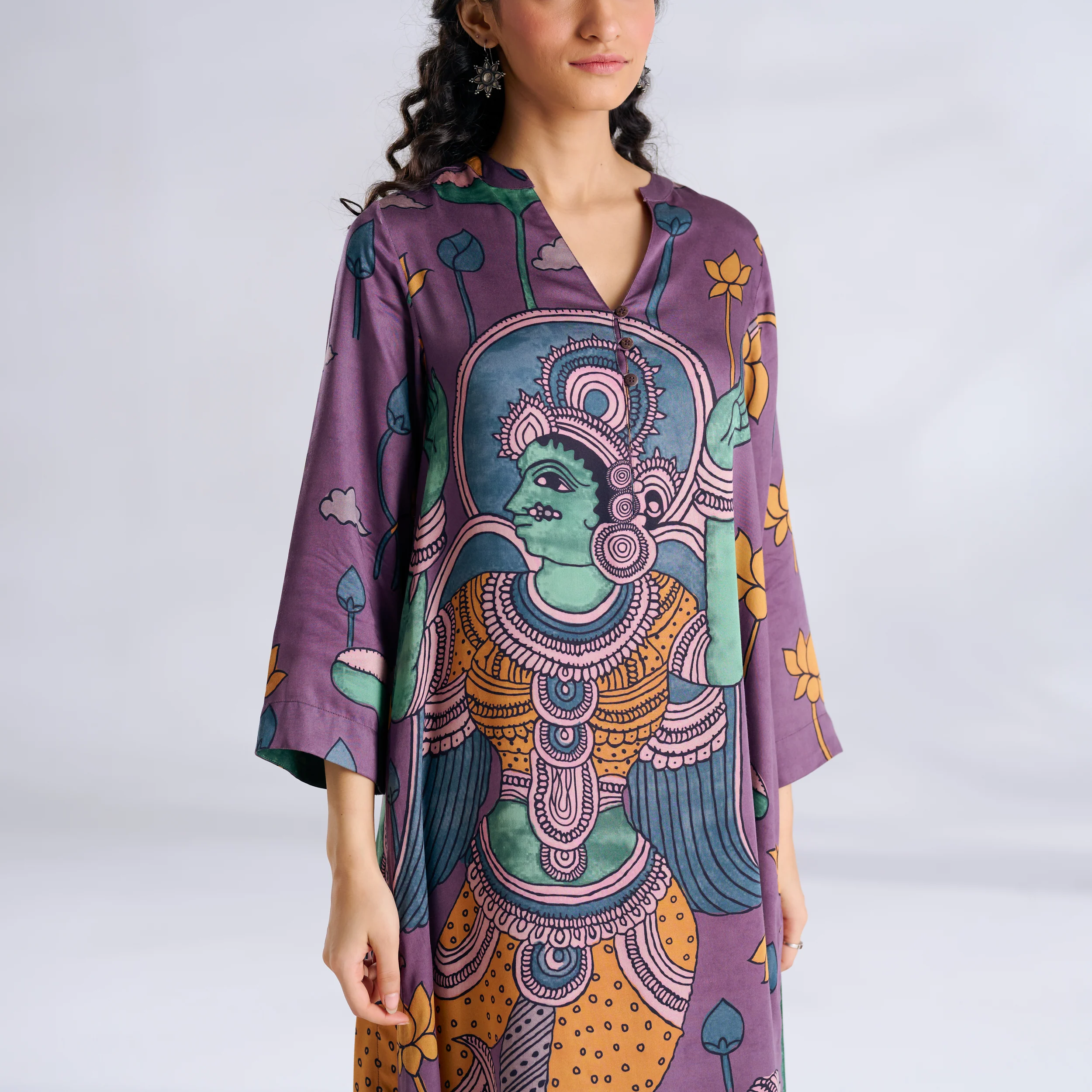 Rasika Modal Satin Kurta - Mauve - Image 2