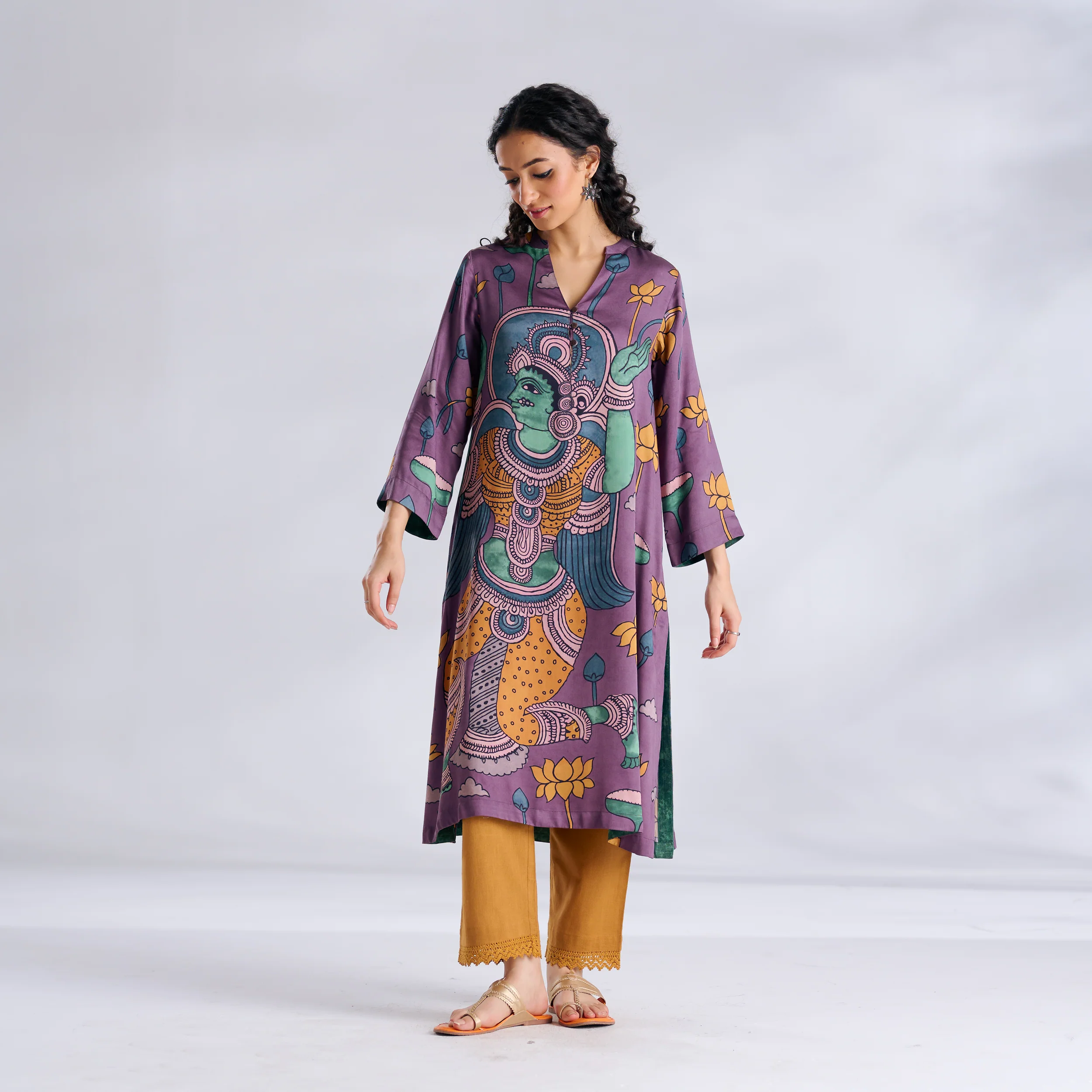 Rasika Modal Satin Kurta - Mauve - Image 4