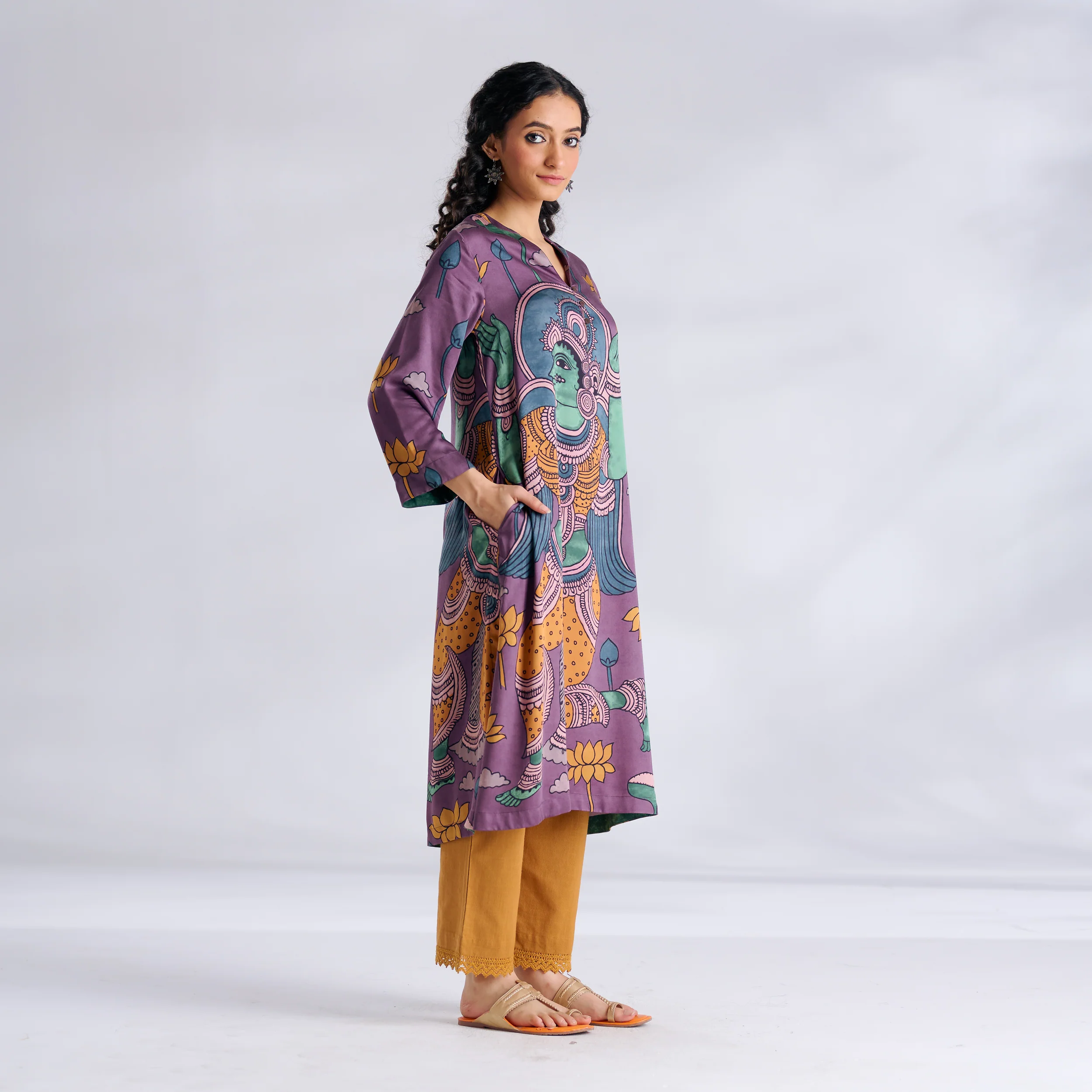 Rasika Modal Satin Kurta - Mauve - Image 5