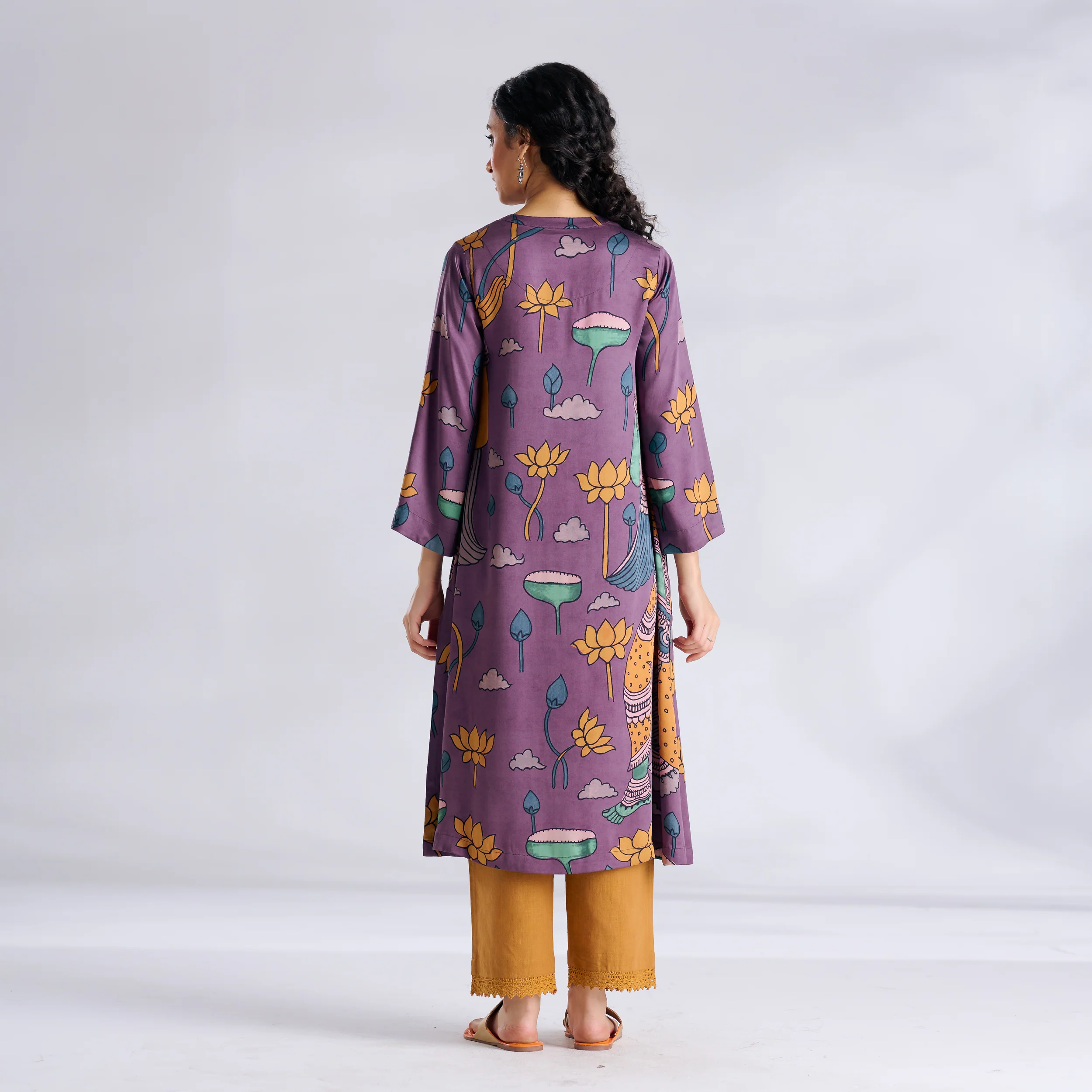 Rasika Modal Satin Kurta - Mauve - Image 7