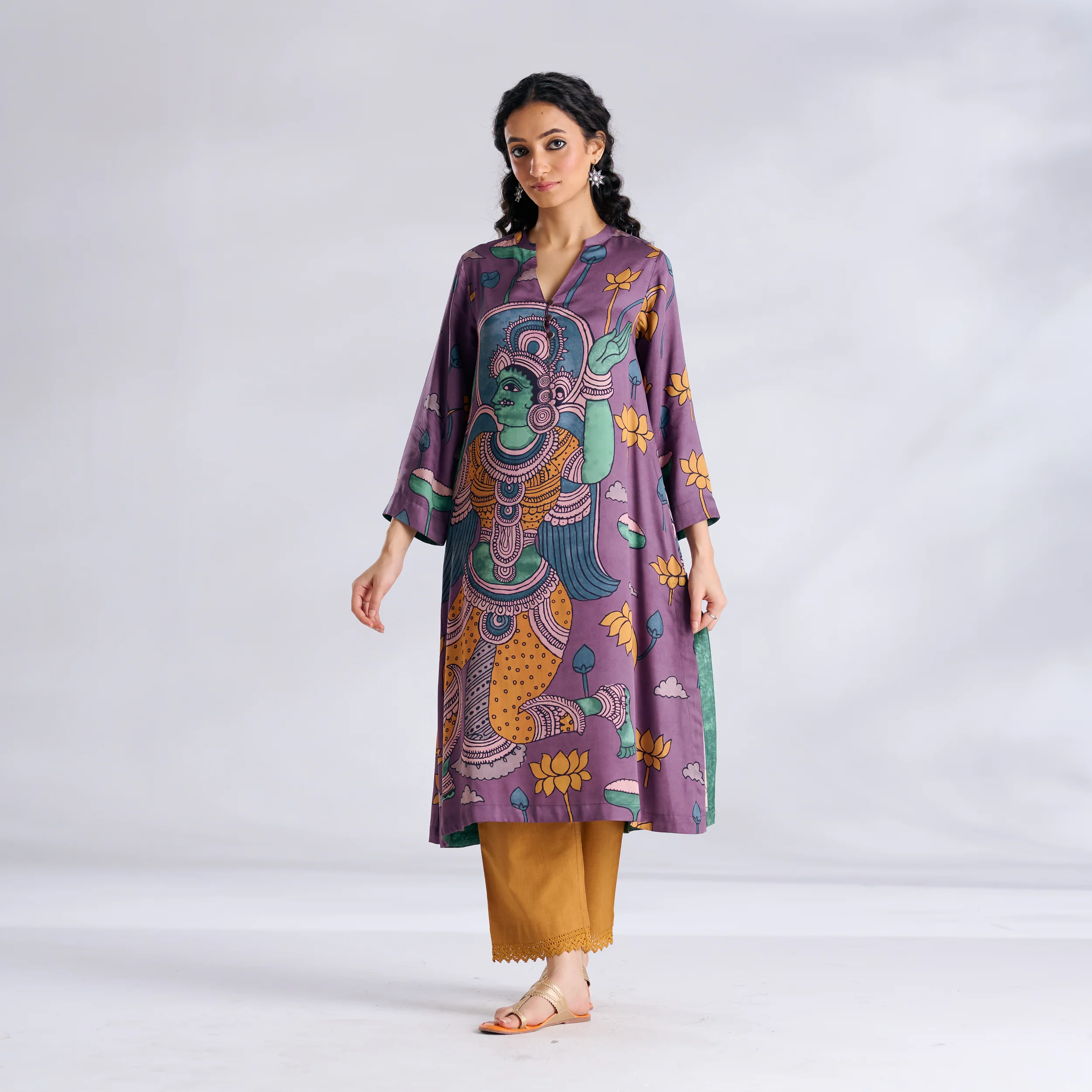Rasika Modal Satin Kurta Set - Mauve