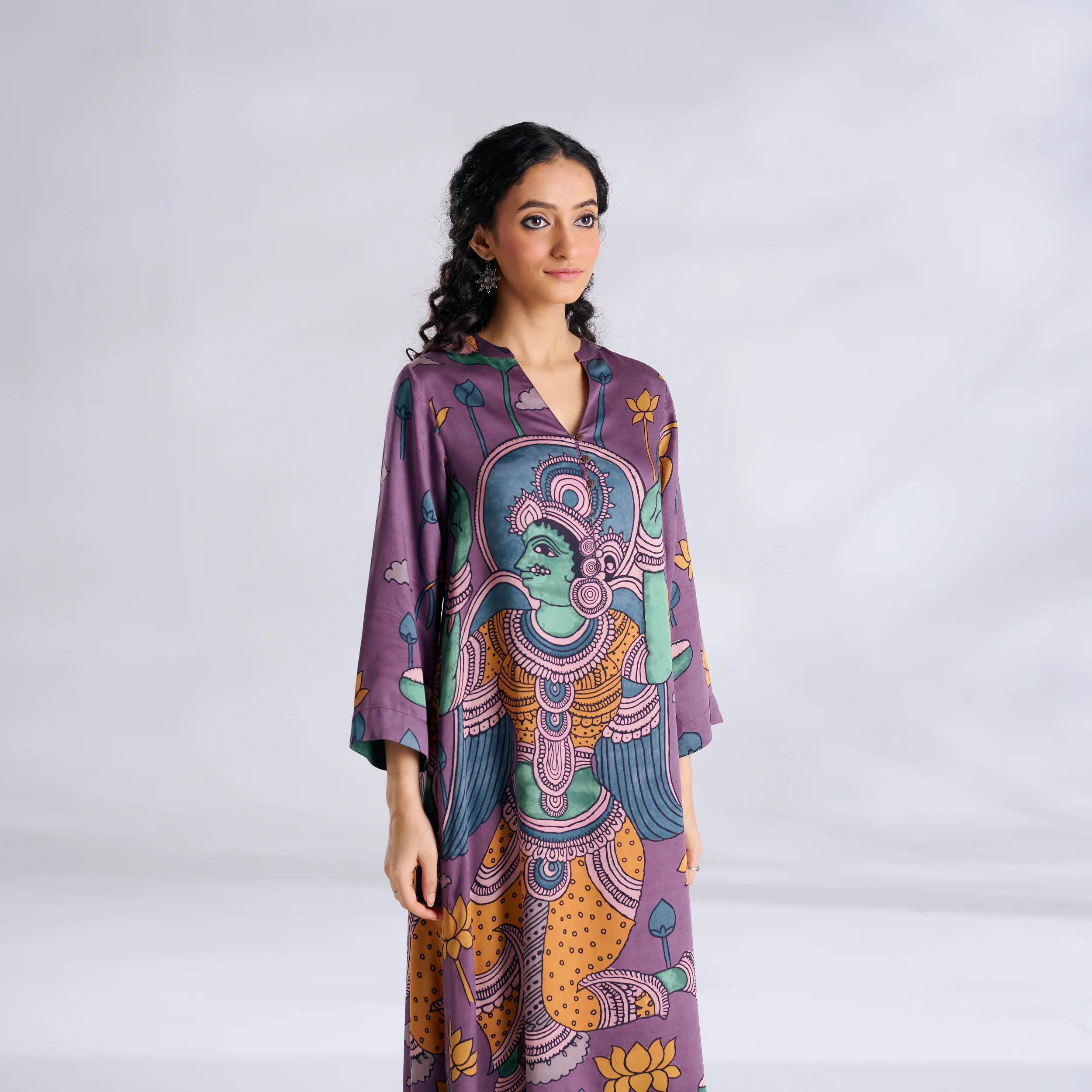 Rasika Modal Satin Kurta Set - Mauve - Image 8