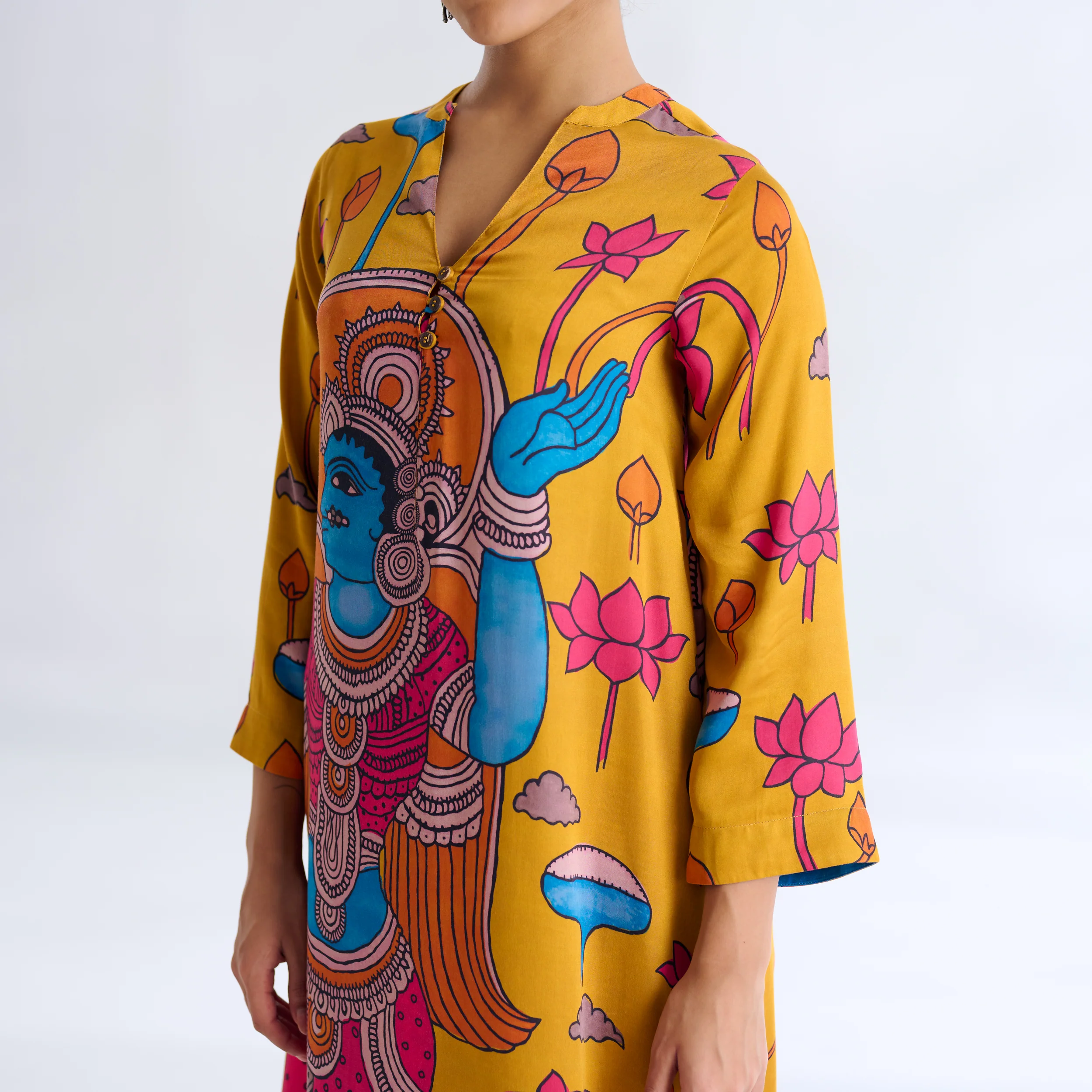 Rasika Modal Satin Kurta - Yellow - Image 2