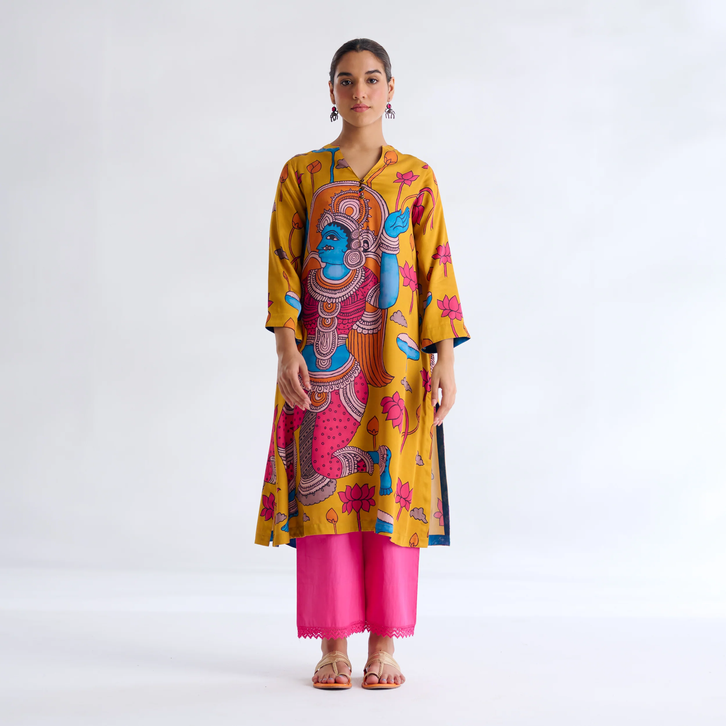 Rasika Modal Satin Kurta - Yellow - Image 5