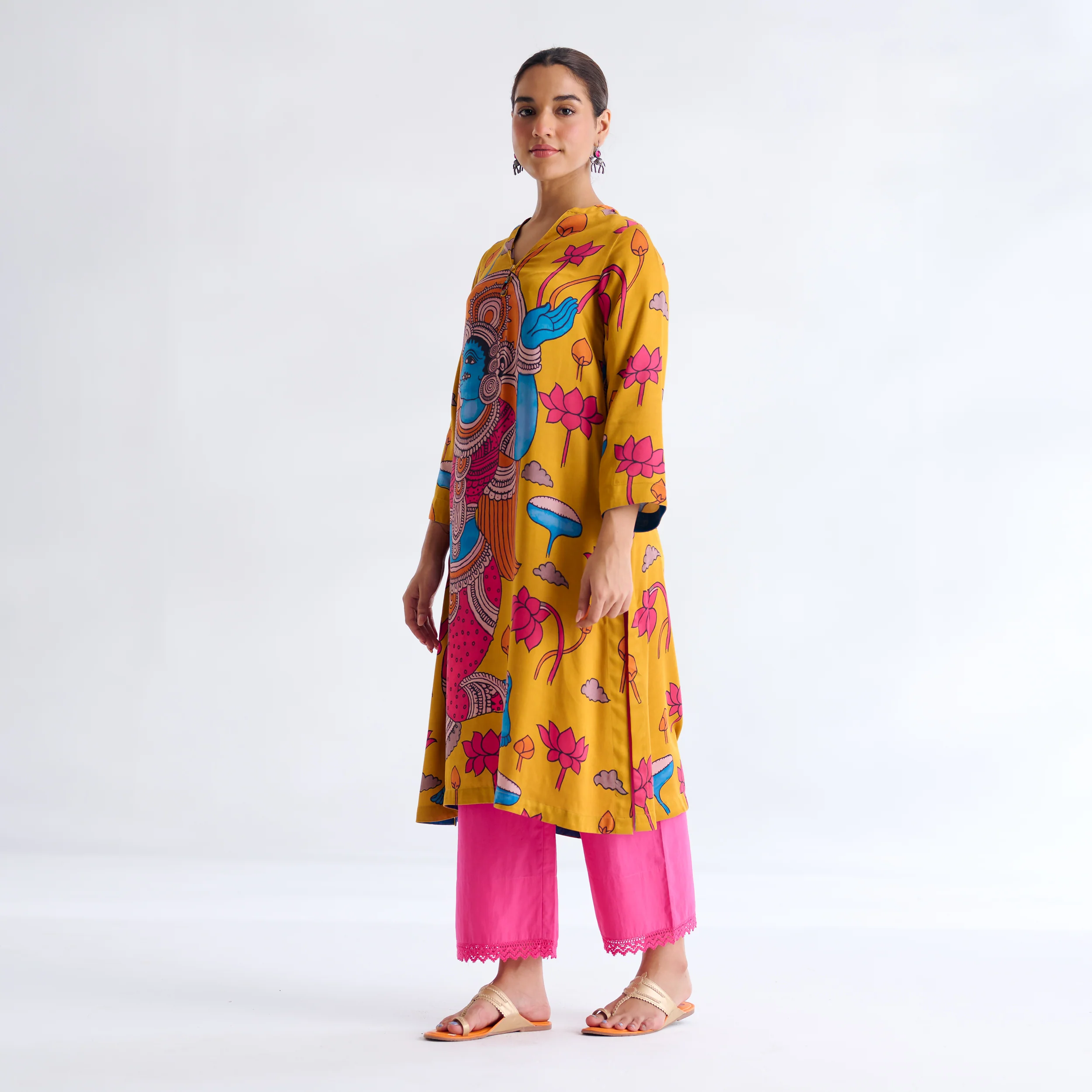 Rasika Modal Satin Kurta - Yellow - Image 6